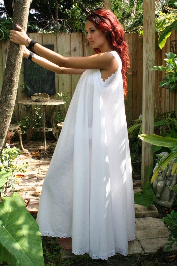 White Cotton And Prints Jane Austen Cotton Nightgown Bridal Wedding Lingerie Cotton Honeymoon Nightgown Cotton Sleepwear