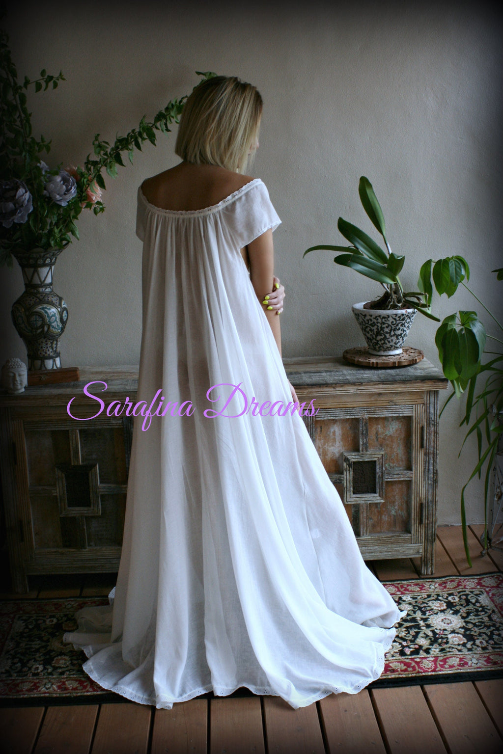 100% Cotton Nightgown Cap Sleeve Jane Austen Full Sweep Lingerie Sleepwear White Cotton Nightgown Cotton Lingerie Honeymoon Cotton Sleepwear