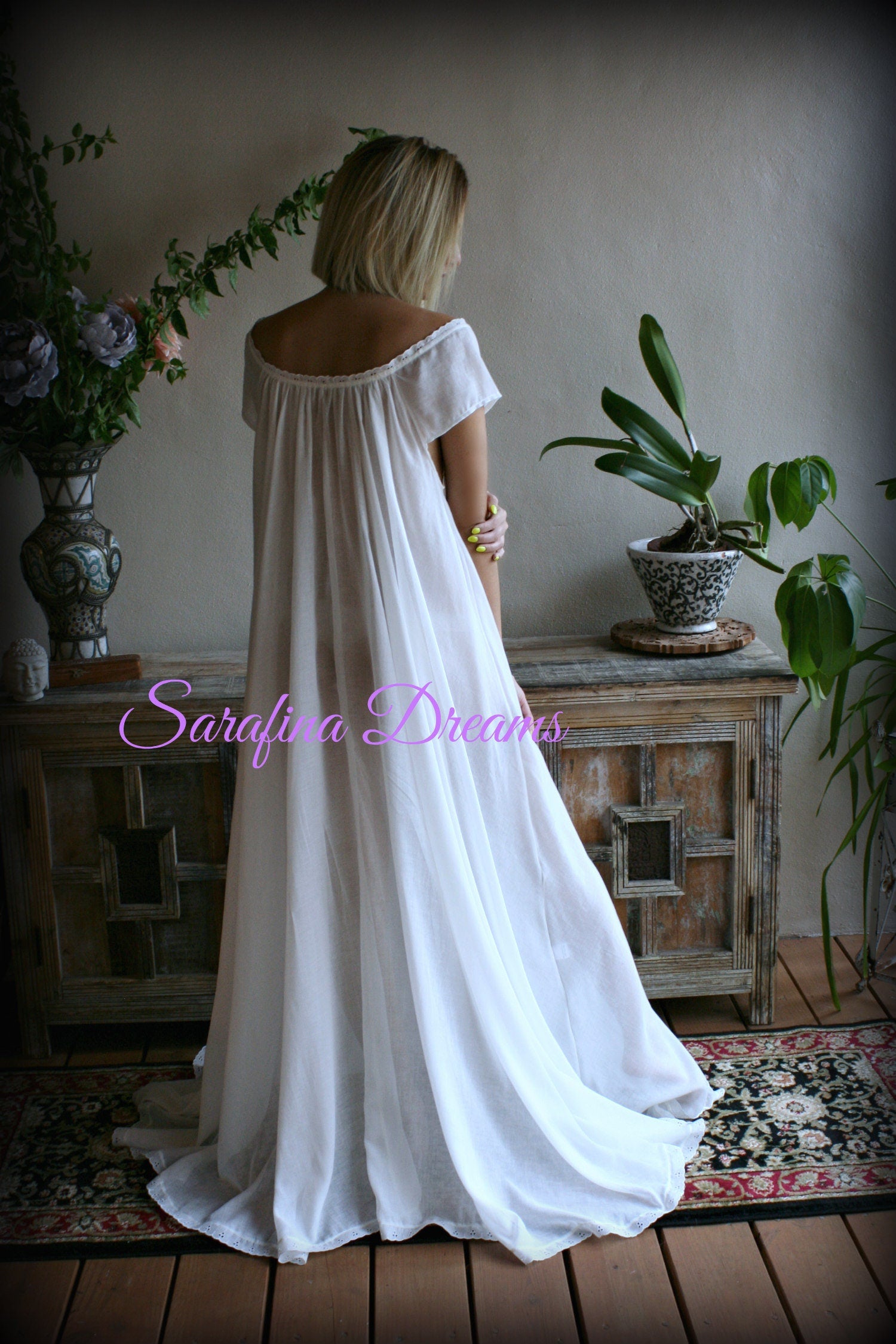 100% Cotton Nightgown Cap Sleeve Jane Austen Full Sweep Lingerie Sleepwear White Cotton Nightgown Cotton Lingerie Honeymoon Cotton Sleepwear