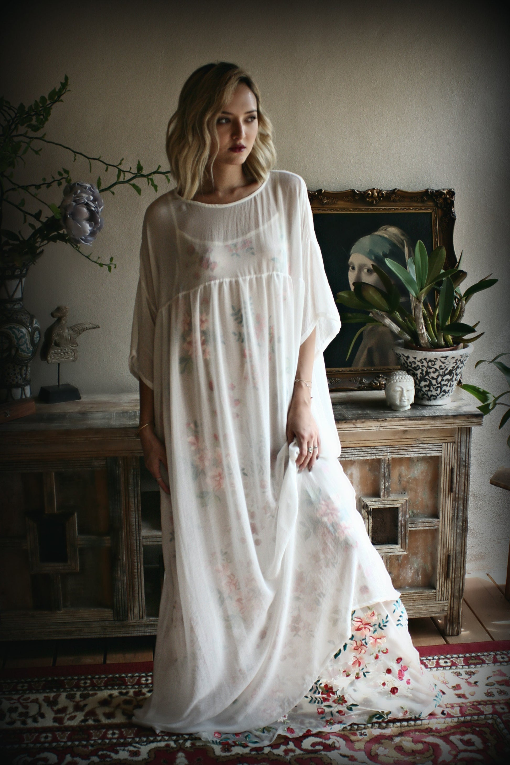 Bridal Chiffon Nightgown Lounge Dress Bridal Sleepwear Wedding Lingerie Bridal Chiffon Lingerie Chiffon Sleepwear White Lingerie