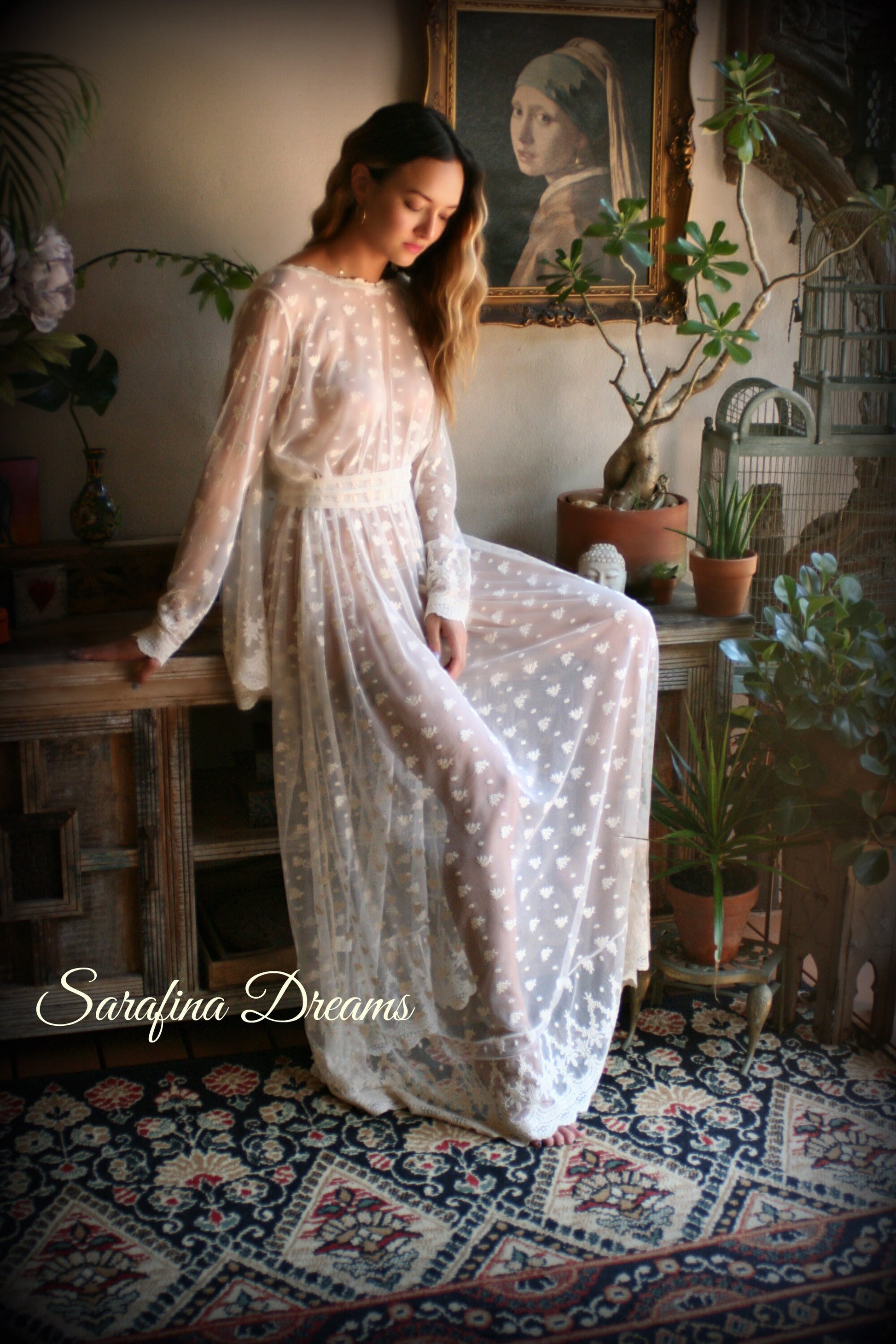 Bridal Nightgown Lace Backless Nightgown Embroidered Lace Wedding Sleepwear Bridal Lingerie Lace Sleepwear Lace Dress Honeymoon Lingerie