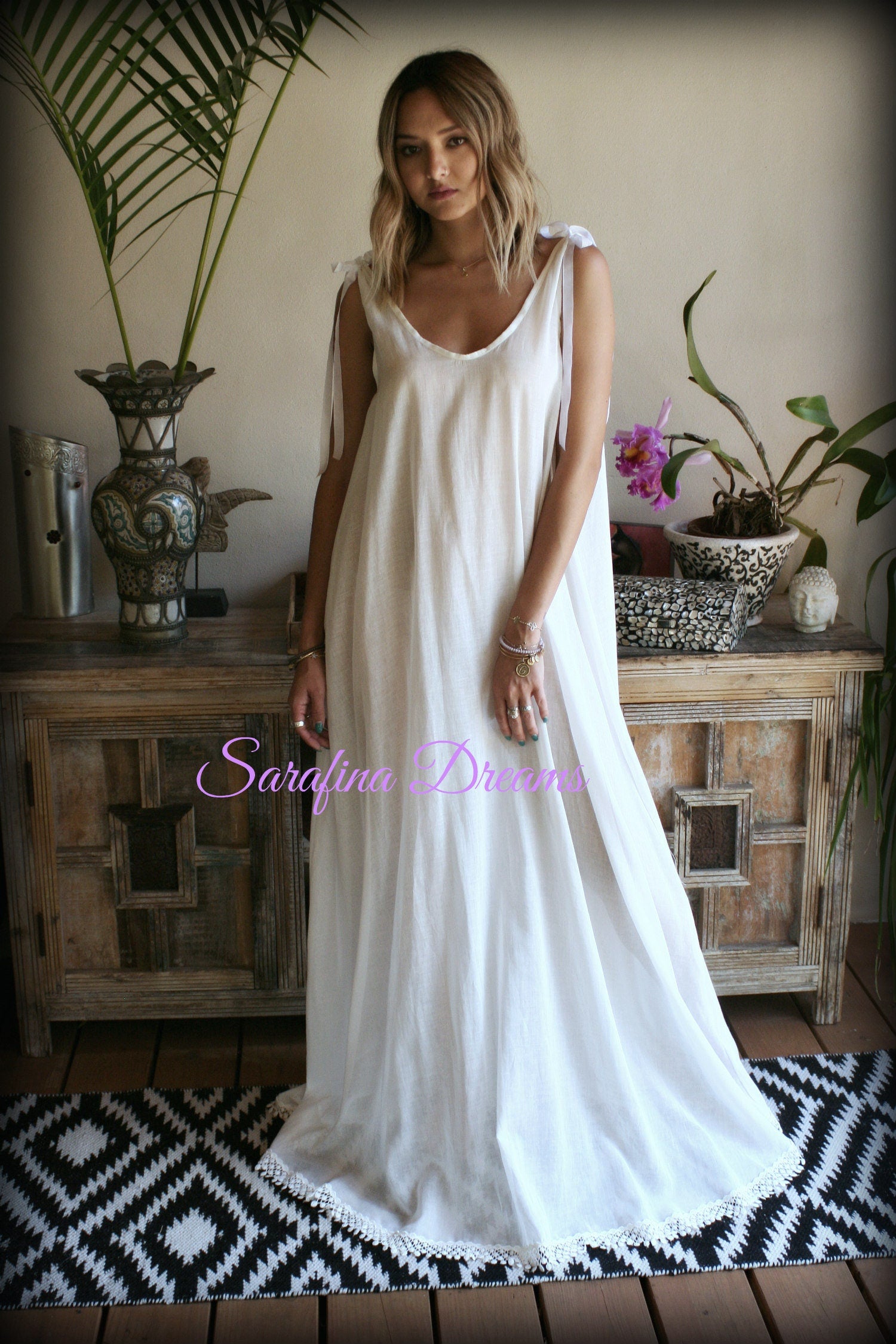 Cotton Nightgown Backless White Cotton Sleepwear Honeymoon Cotton Lingerie Bridal Lingerie