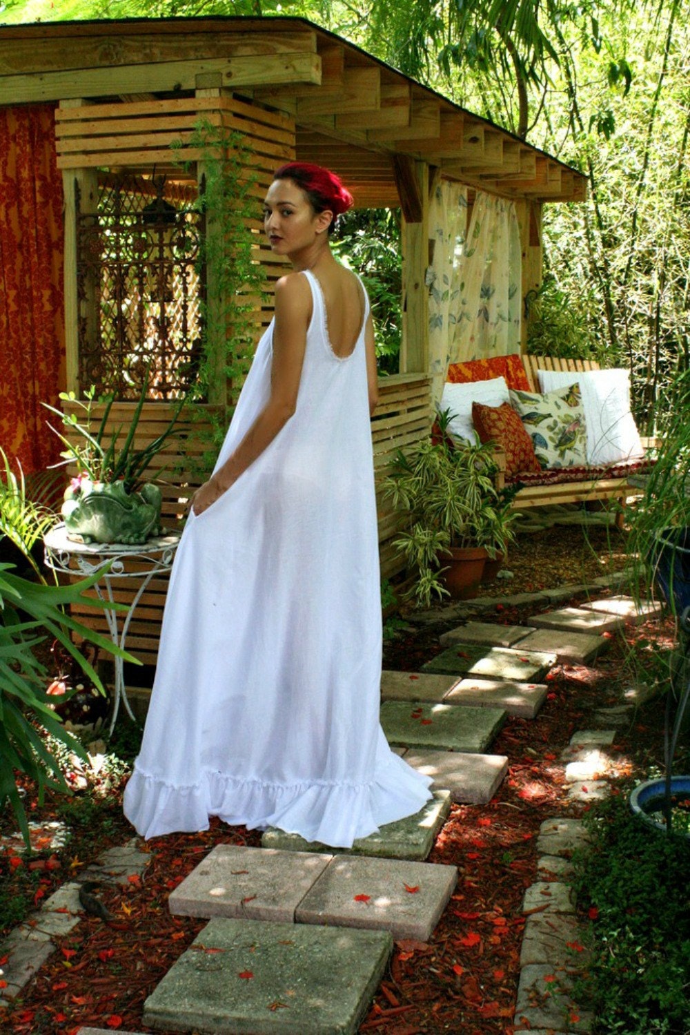 100% Cotton Nightgown Ruffle White Or Print Cotton Lingerie Cotton Sleepwear Cotton Bridal Lingerie Cotton Wedding Lingerie