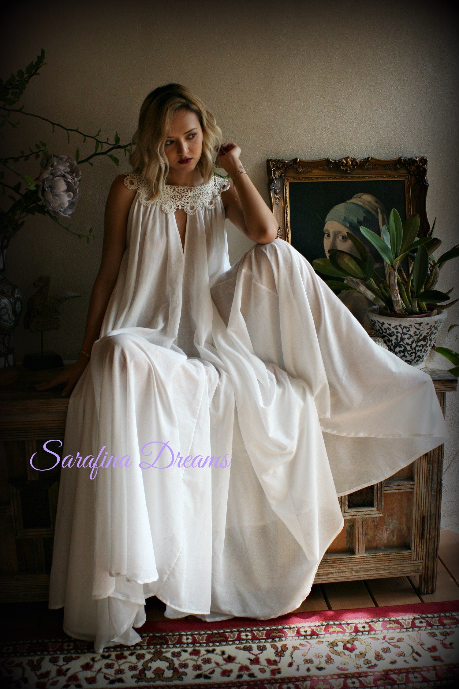 100% Cotton Nightgown Jane Austen Full Sweep Lingerie Sleepwear Nightgown Cotton Lingerie Honeymoon Cotton Sleepwear