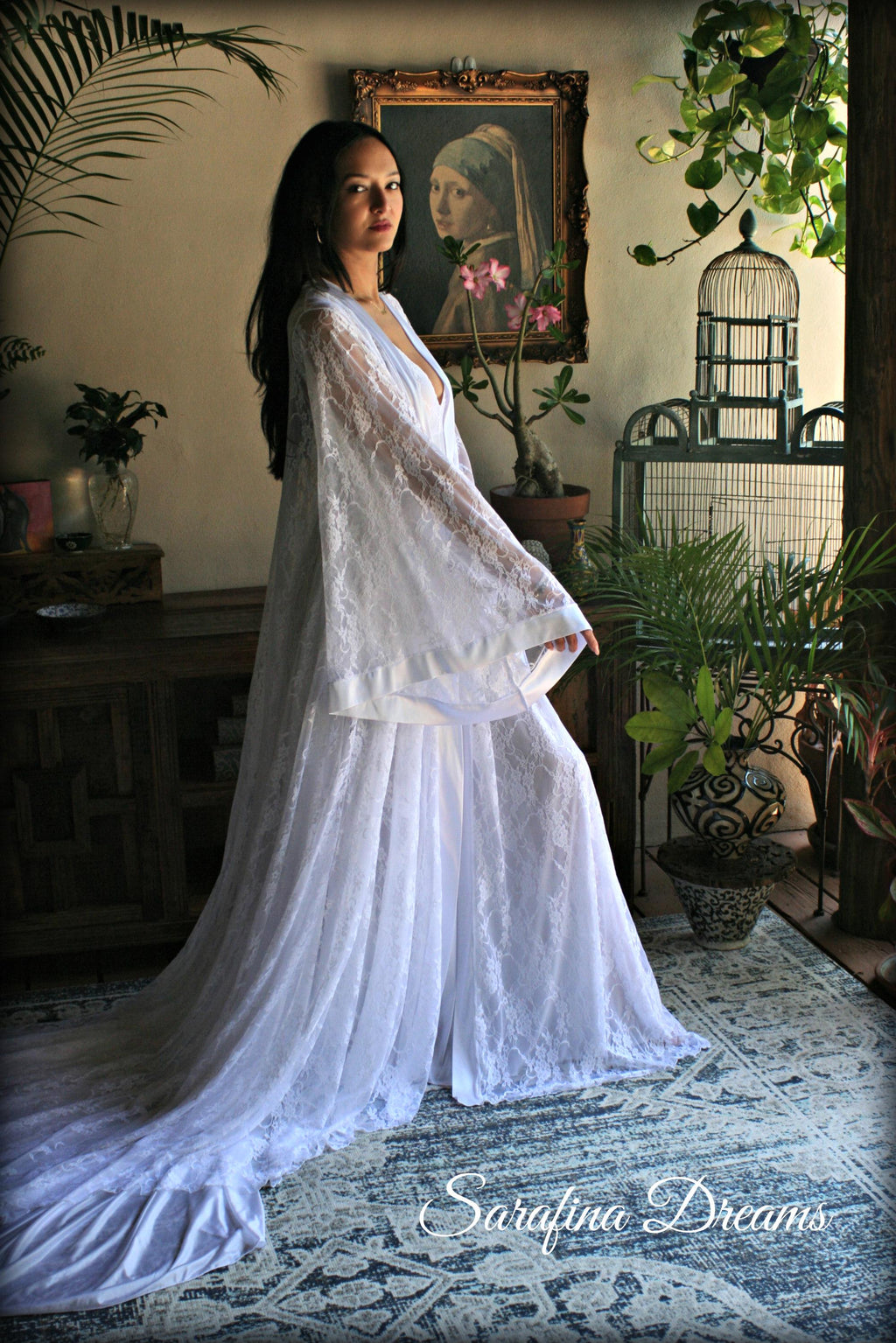 White Lace Bridal Robe Wedding Lingerie Bridal Sleepwear Lace Kimono Bridal Lingerie Lace Lingerie Lace Robe Lace Sleepwear