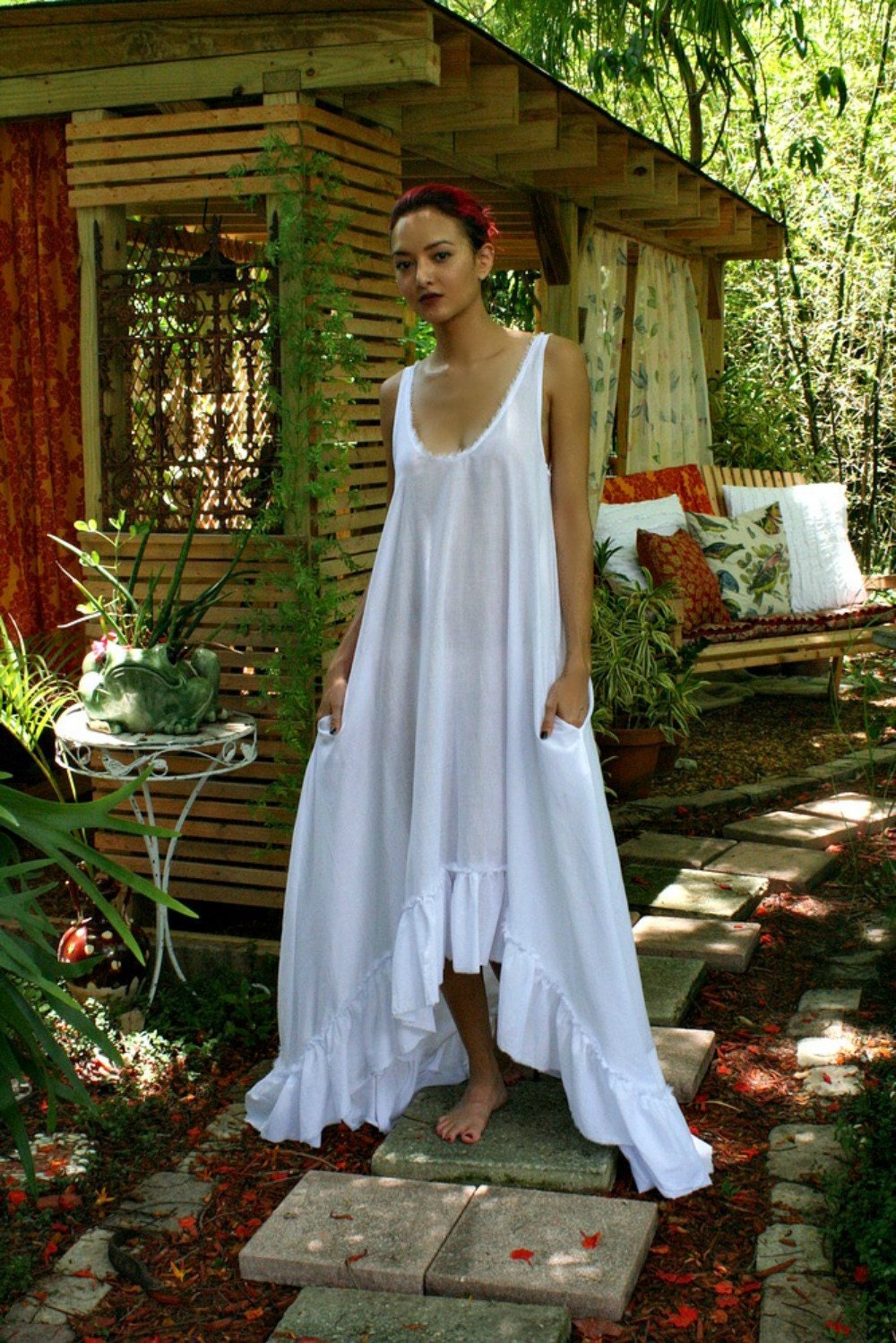 100% Cotton Nightgown Ruffle White Or Print Cotton Lingerie Cotton Sleepwear Cotton Bridal Lingerie Cotton Wedding Lingerie