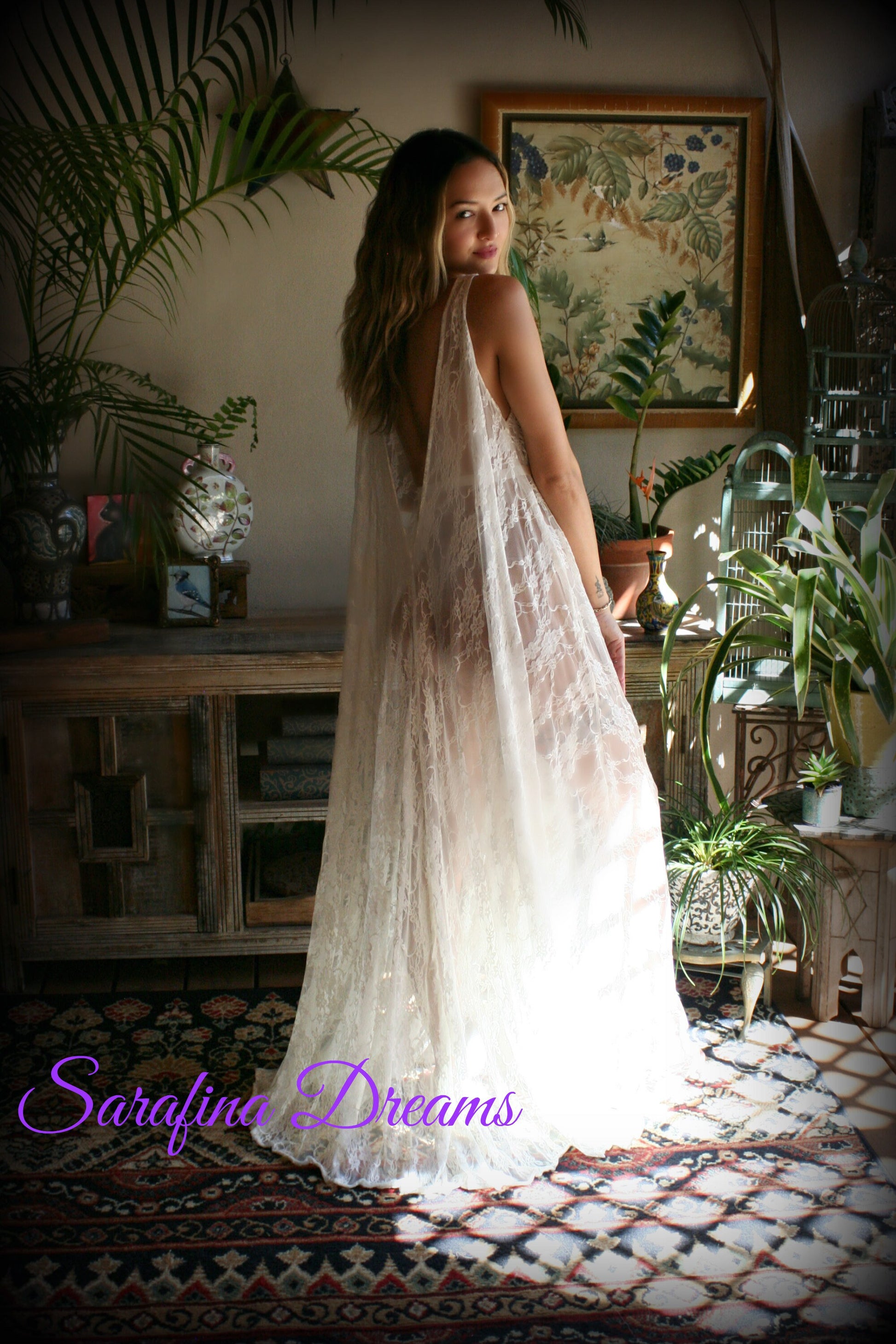 Lace Backless Nightgown Lace Lingerie Ivory Lace Sleepwear Bridal Nightgown Ivory Nightgown Wedding Sleepwear Bridal Lingerie
