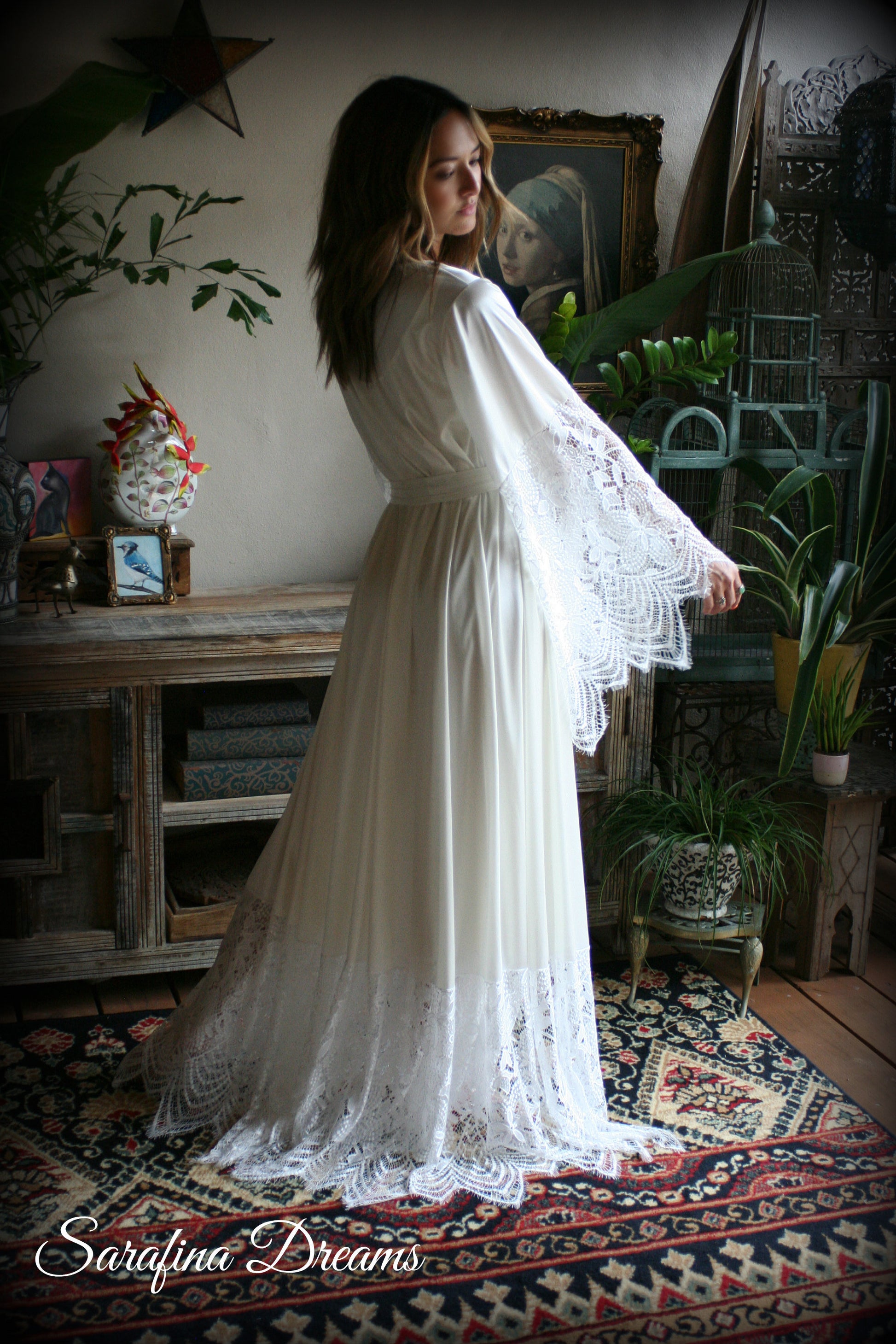 Bridal Satin And Lace Robe Wedding Sleepwear Bridal Robe Lingerie Wedding Lingerie Lace Sleepwear Honeymoon Kimono Lingerie