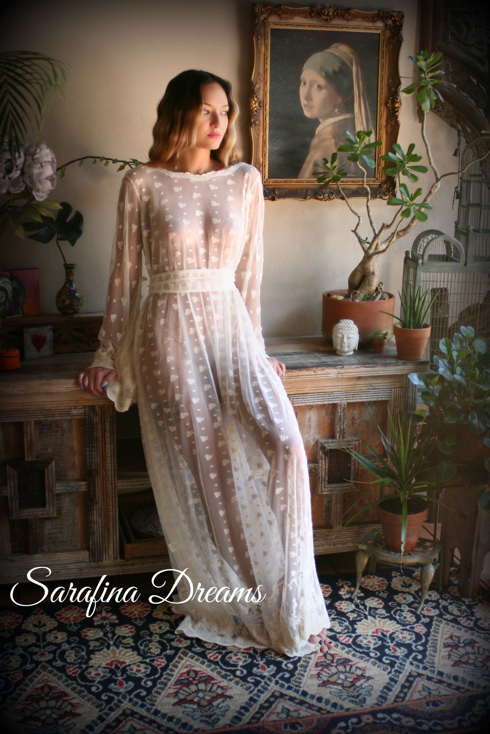 Bridal Nightgown Lace Backless Nightgown Embroidered Lace Wedding Sleepwear Bridal Lingerie Lace Sleepwear Lace Dress Honeymoon Lingerie