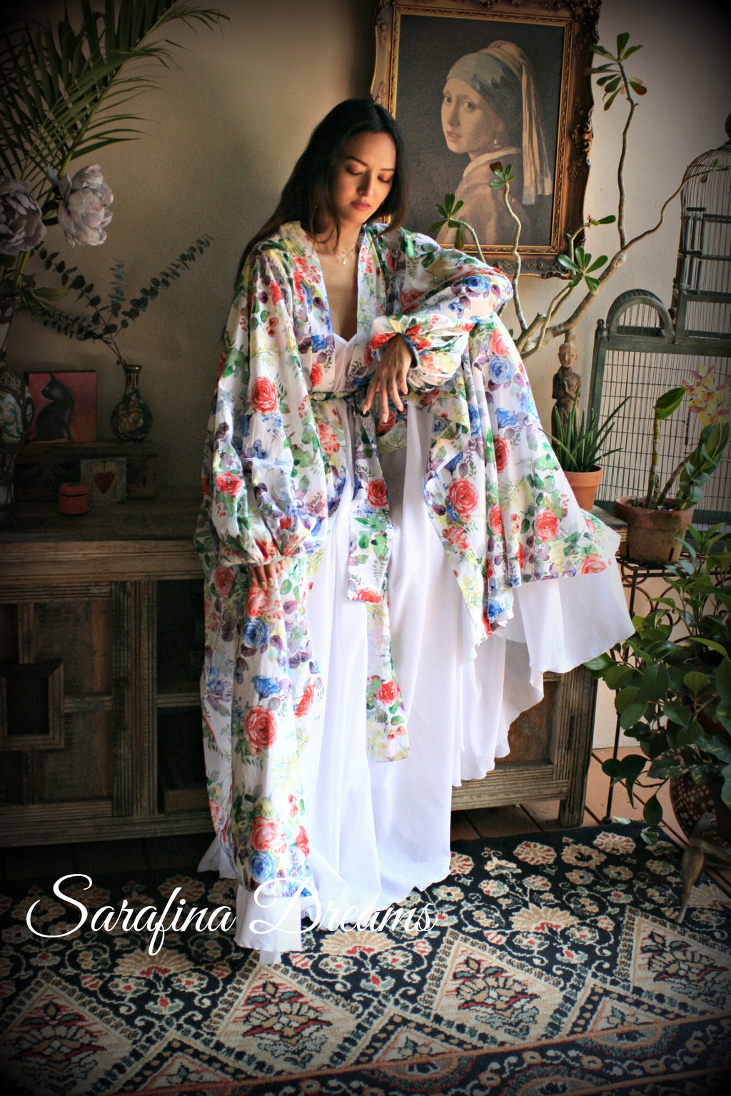 100% Cotton Robe Flower Print Cotton Lingerie Cotton Sleepwear Bridal Nightgown Wedding Sleepwear Honeymoon Lingerie