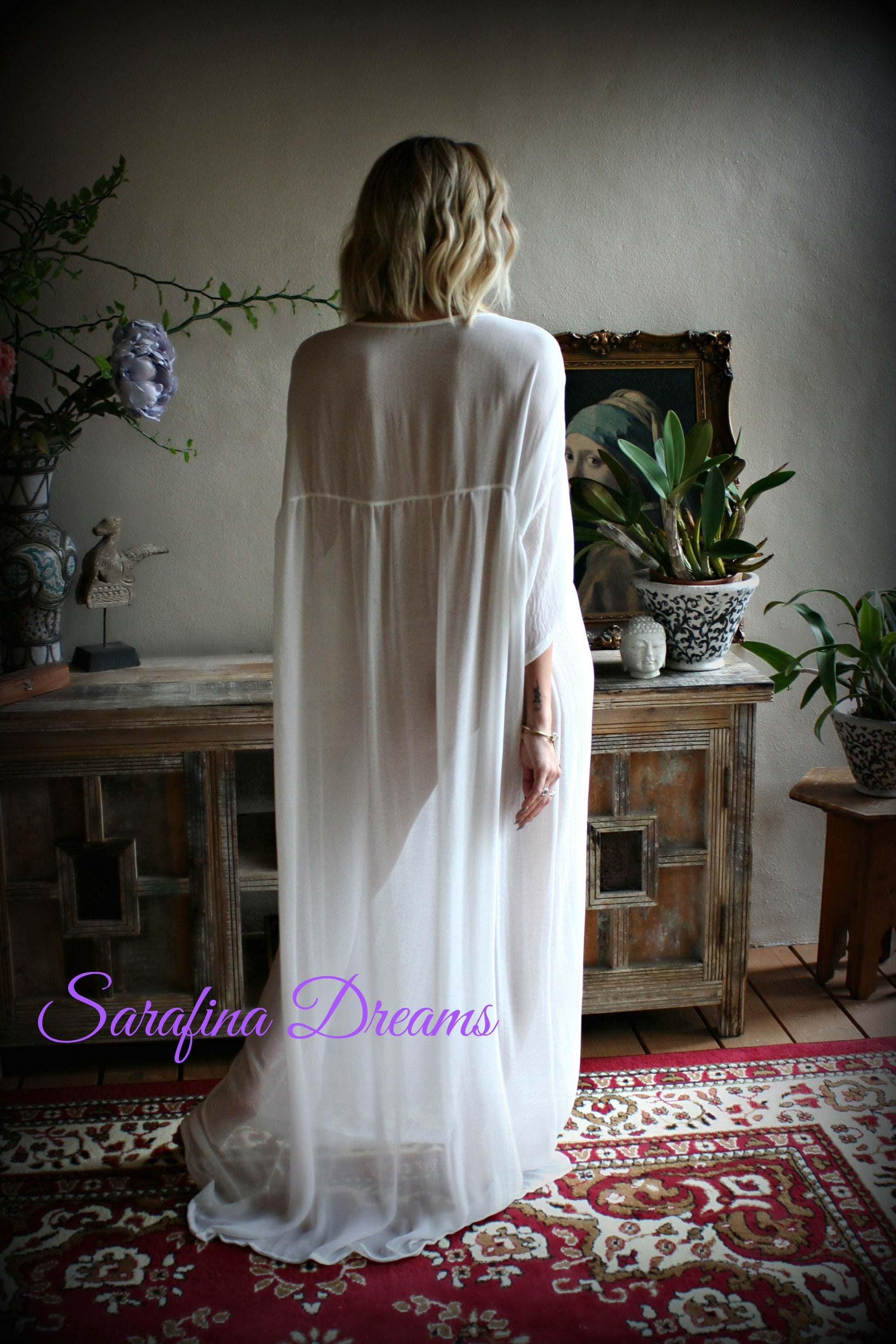 Bridal Chiffon Nightgown Lounge Dress Bridal Sleepwear Wedding Lingerie Bridal Chiffon Lingerie Chiffon Sleepwear White Lingerie
