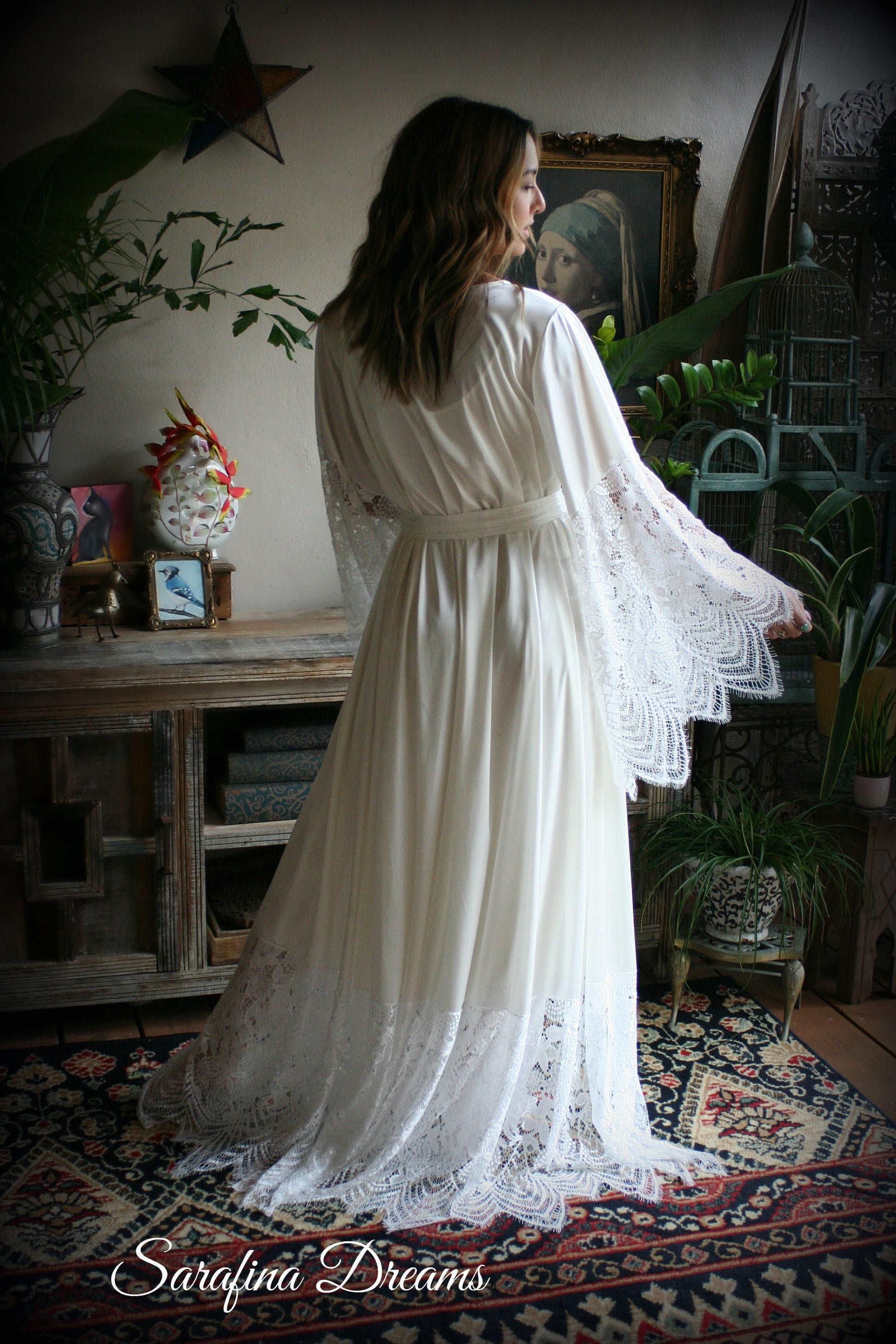 Bridal Satin And Lace Robe Wedding Sleepwear Bridal Robe Lingerie Wedding Lingerie Lace Sleepwear Honeymoon Kimono Lingerie