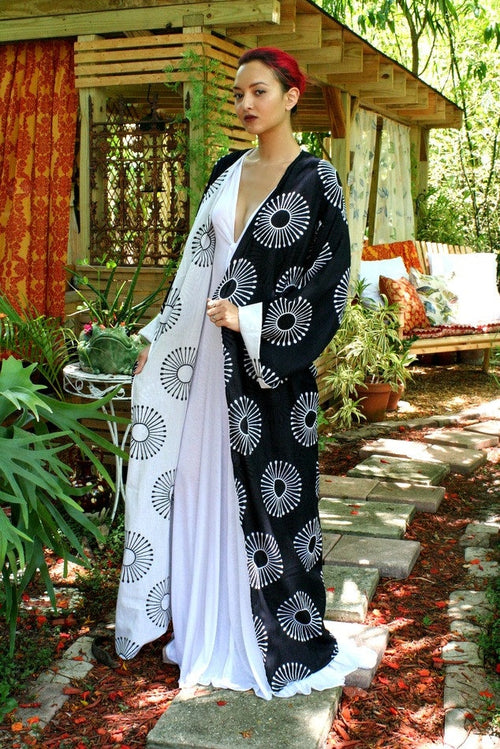 100% Cotton Kimono Robe Reversible Black and White Exclusive Block Print Cotton Lingerie Cotton Sleepwear Bridal Lingerie Indian Summer