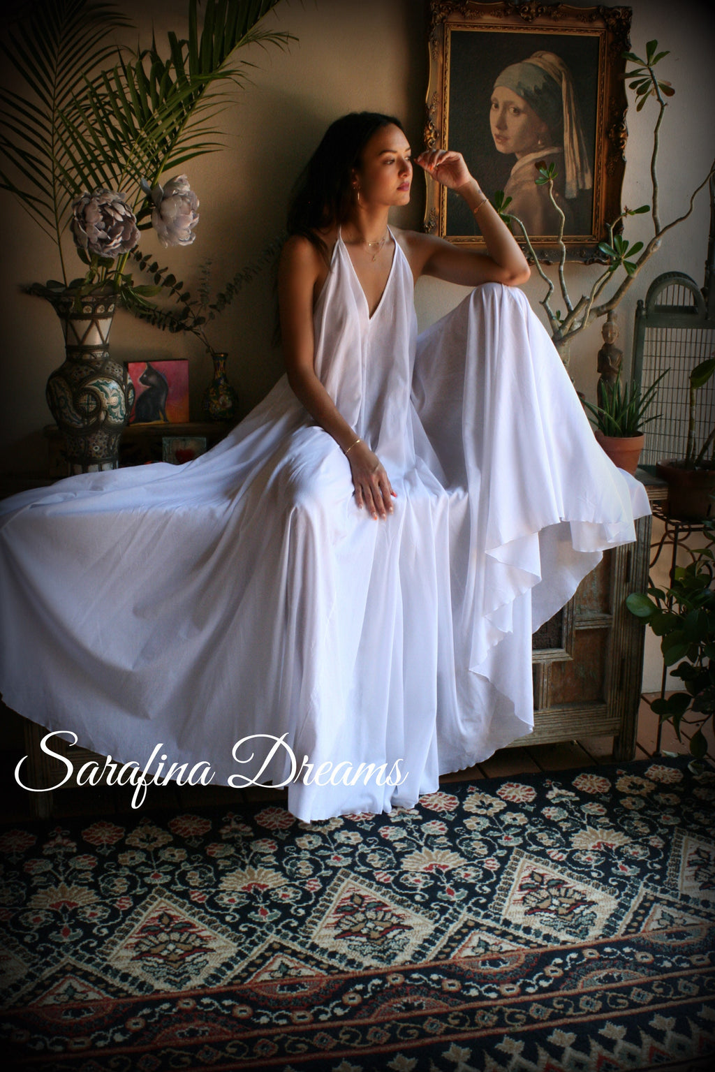 100% Cotton Nightgown Backless Halter Nightgown Full Circle Sweeping Gown. Bridal White Cotton Lingerie Wedding Sleepwear Cotton Gown