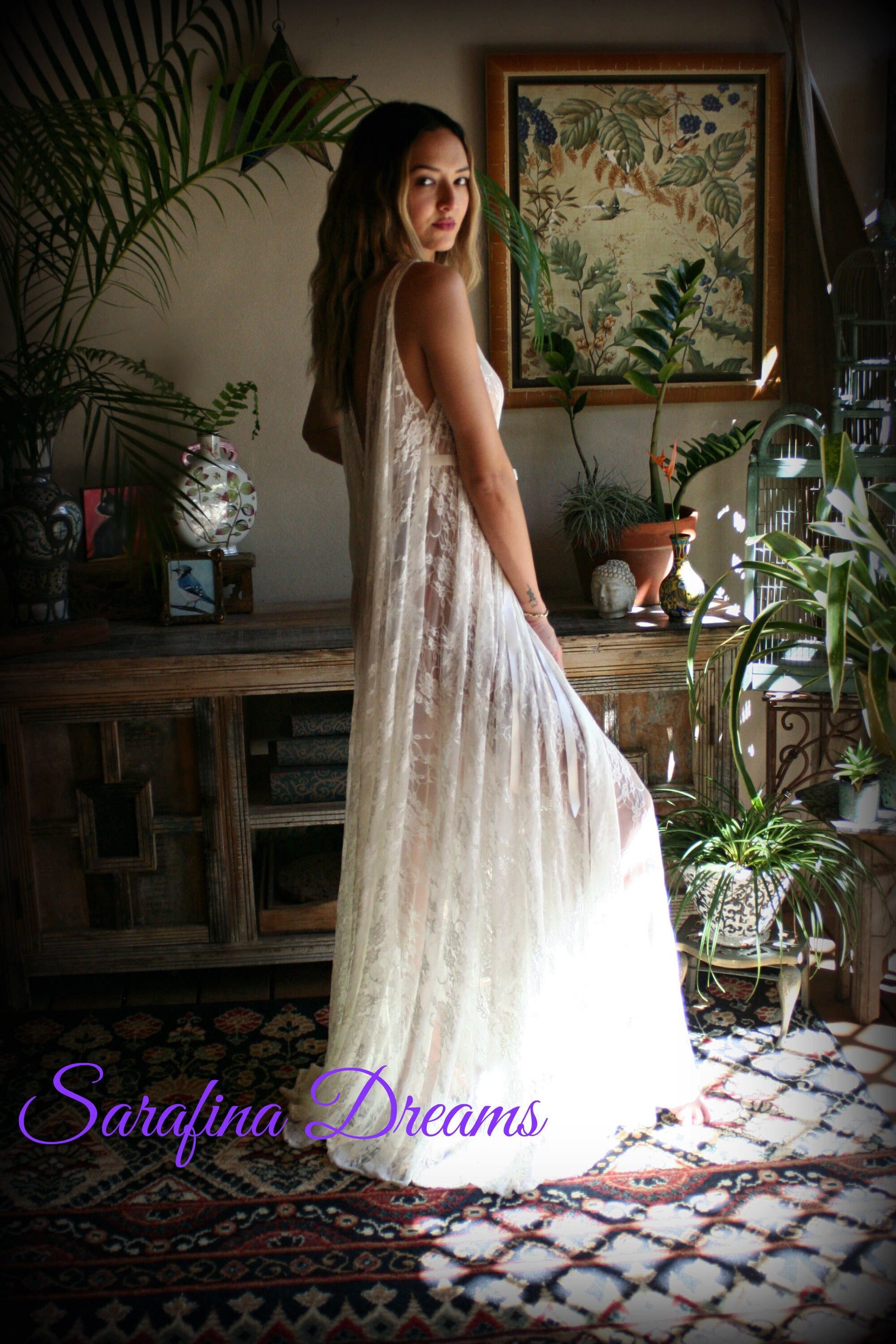 Lace Backless Nightgown Lace Lingerie Ivory Lace Sleepwear Bridal Nightgown Ivory Nightgown Wedding Sleepwear Bridal Lingerie