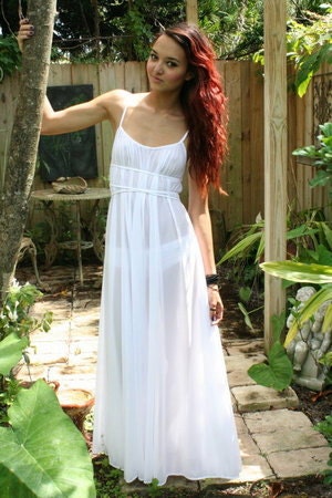 100% Cotton Nightgown Grecian Empire Bodice Full Sweep Bridal Lingerie Wedding Nightgown Bridal Sleepwear White And Prints Cotton Sleepwear