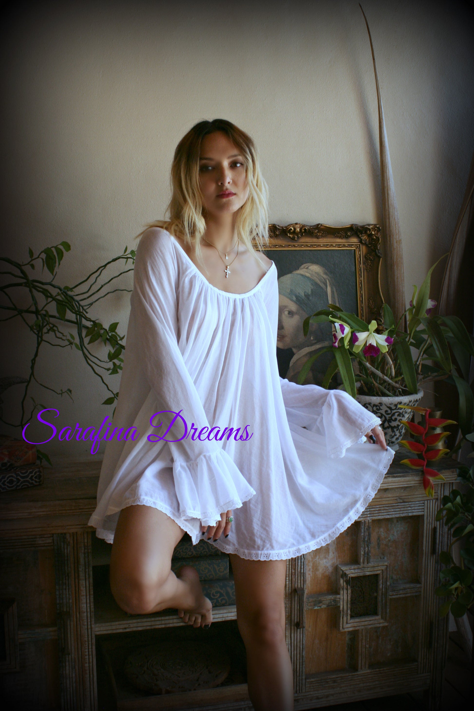 100% Cotton Jane Austen White And Print Cotton Baby Doll Nightgown Bridal Lingerie Wedding Sleepwear Cotton Sleepwear Honeymoon Lingerie