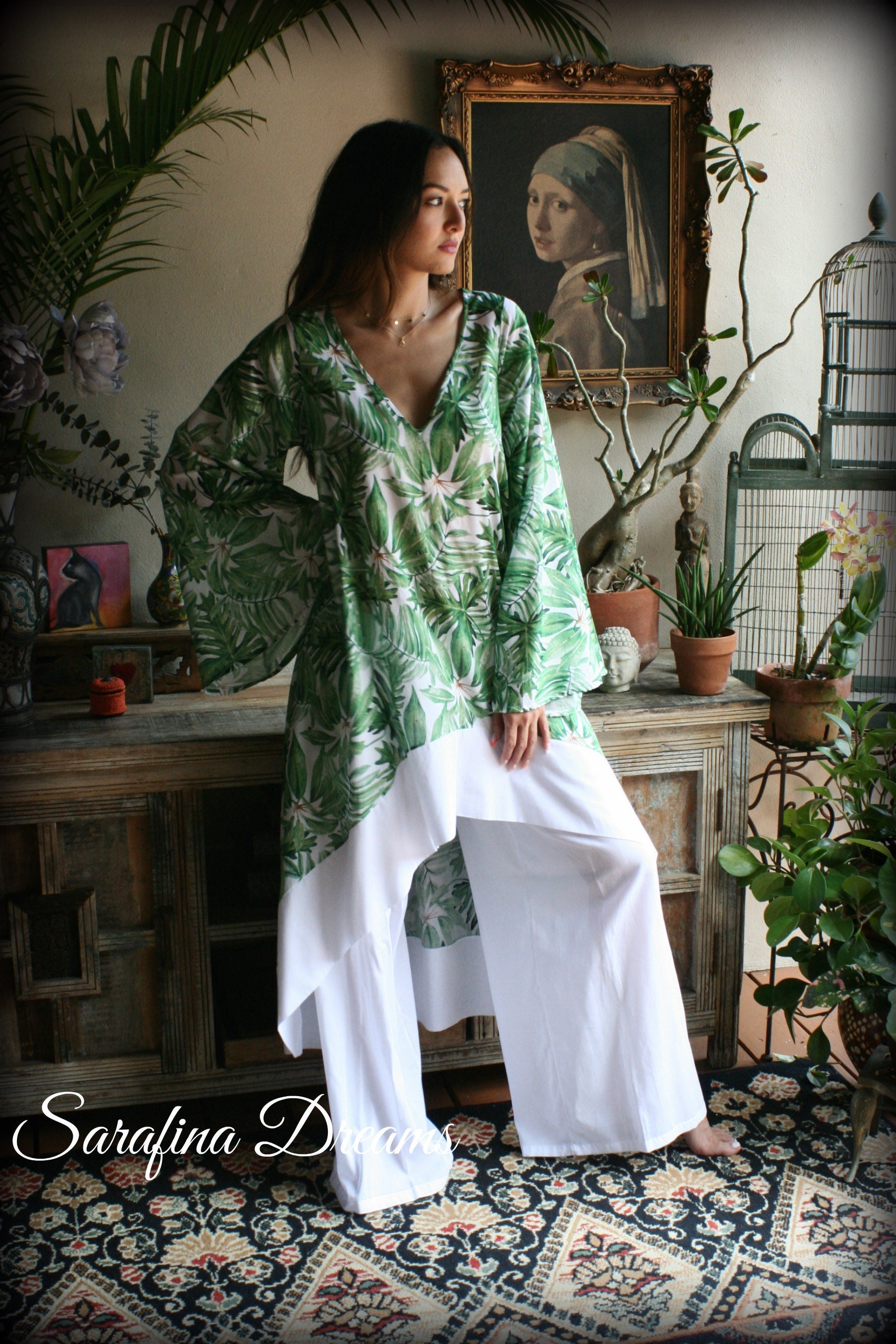 100% Cotton Tunic Pajama Tropical Bridal Cotton Sleepwear Cotton Nightgown Lounge Pajama Cruise Wear Honeymoon Cotton Lingerie