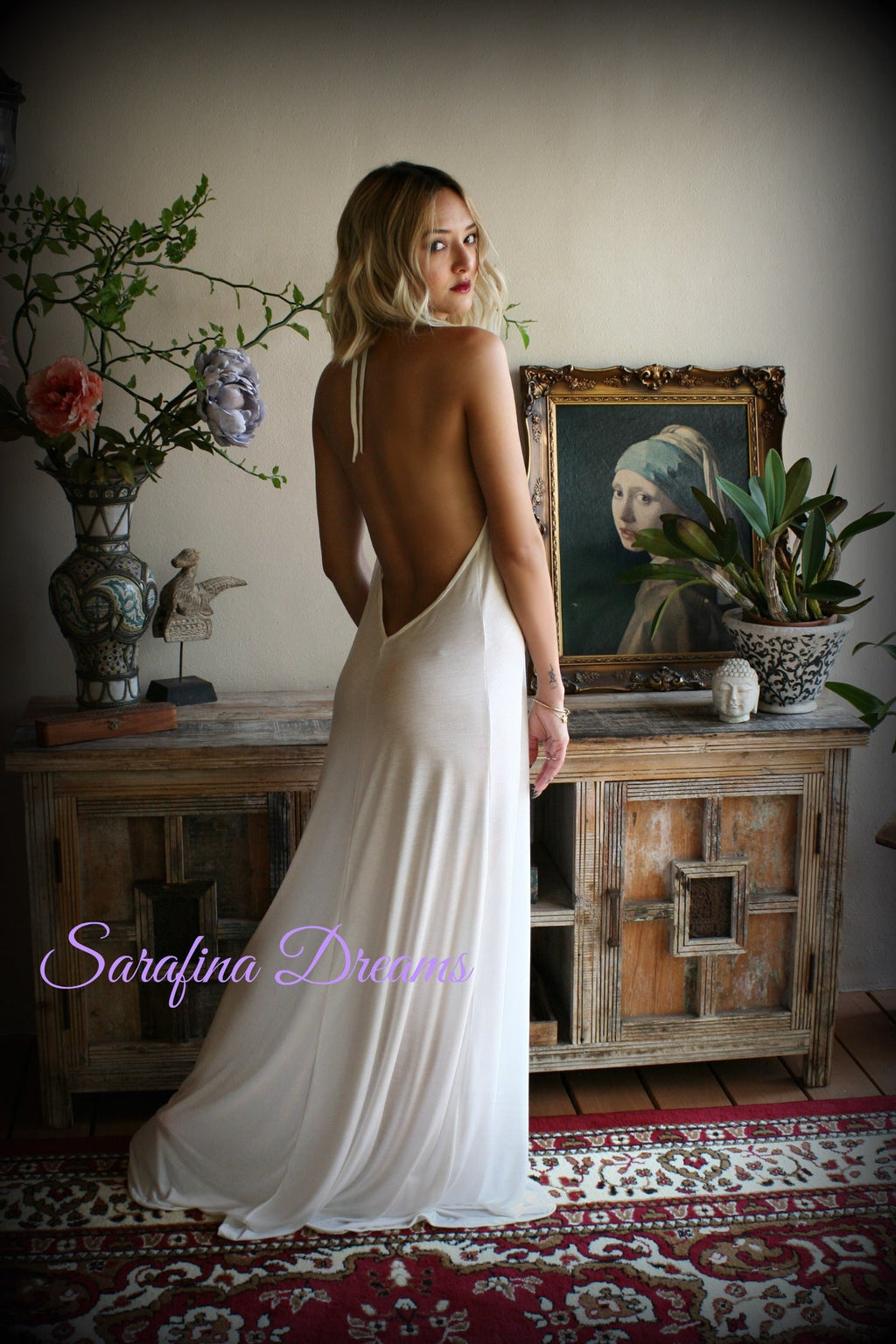 Bridal Silk Knit Backless Nightgown Wedding Lingerie Bridal Lingerie Wedding Nightgown Honeymoon Sleepwear Silk Lingerie Halter nightgown