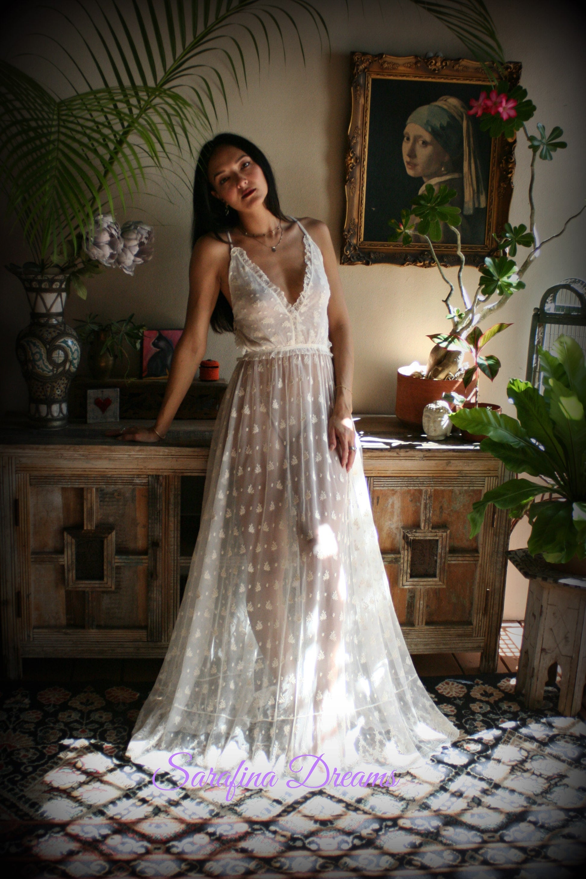 Bridal Nightgown Backless Lace Wedding Sleepwear Bridal Lingerie  Ivory Lace Lingerie Lace Lingerie Wedding Nightgown Honeymoon Lingerie