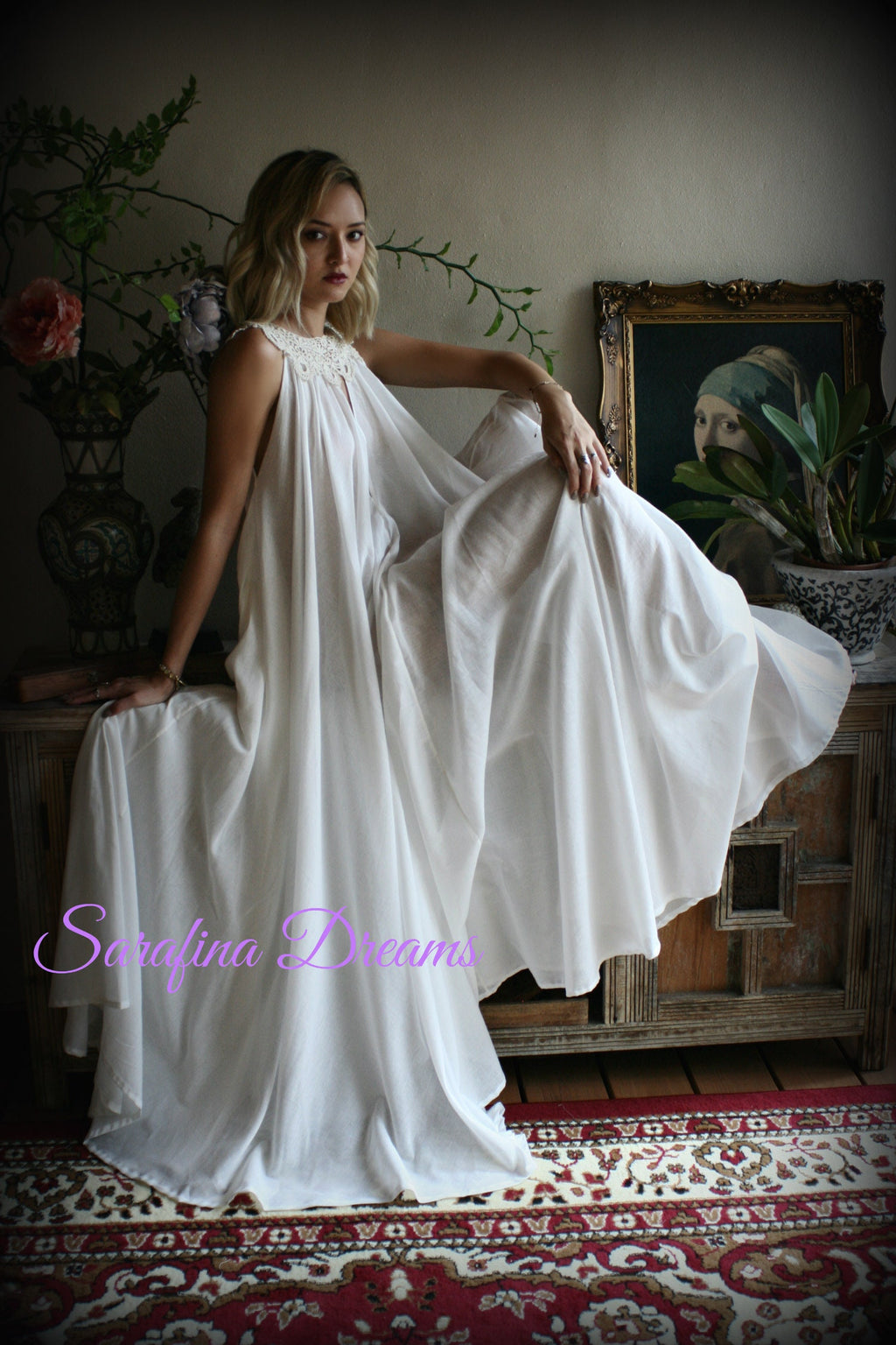 100% Cotton Nightgown Jane Austen Full Sweep Lingerie Sleepwear Nightgown Cotton Lingerie Honeymoon Cotton Sleepwear