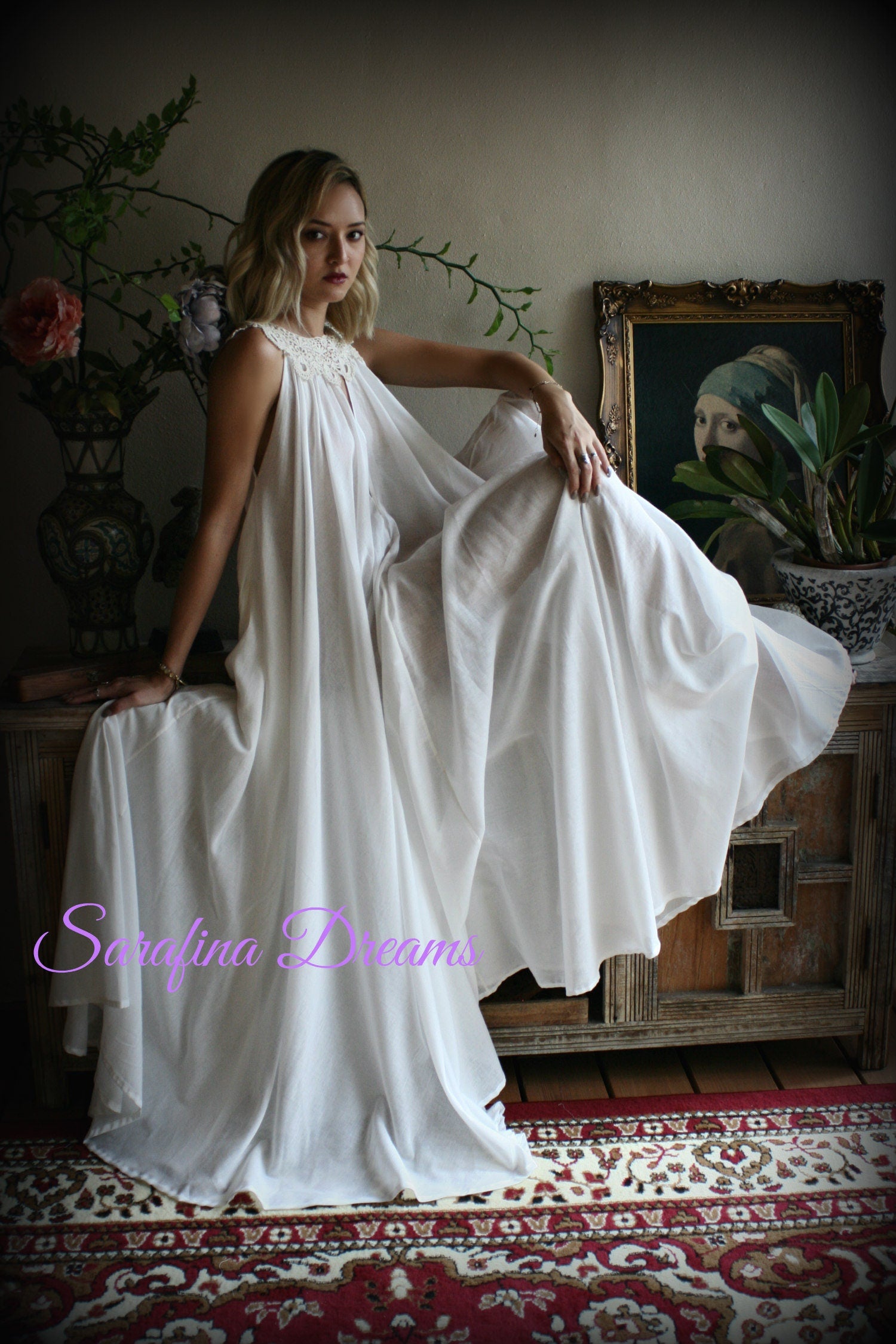 100% Cotton Nightgown Jane Austen Full Sweep Lingerie Sleepwear Nightgown Cotton Lingerie Honeymoon Cotton Sleepwear