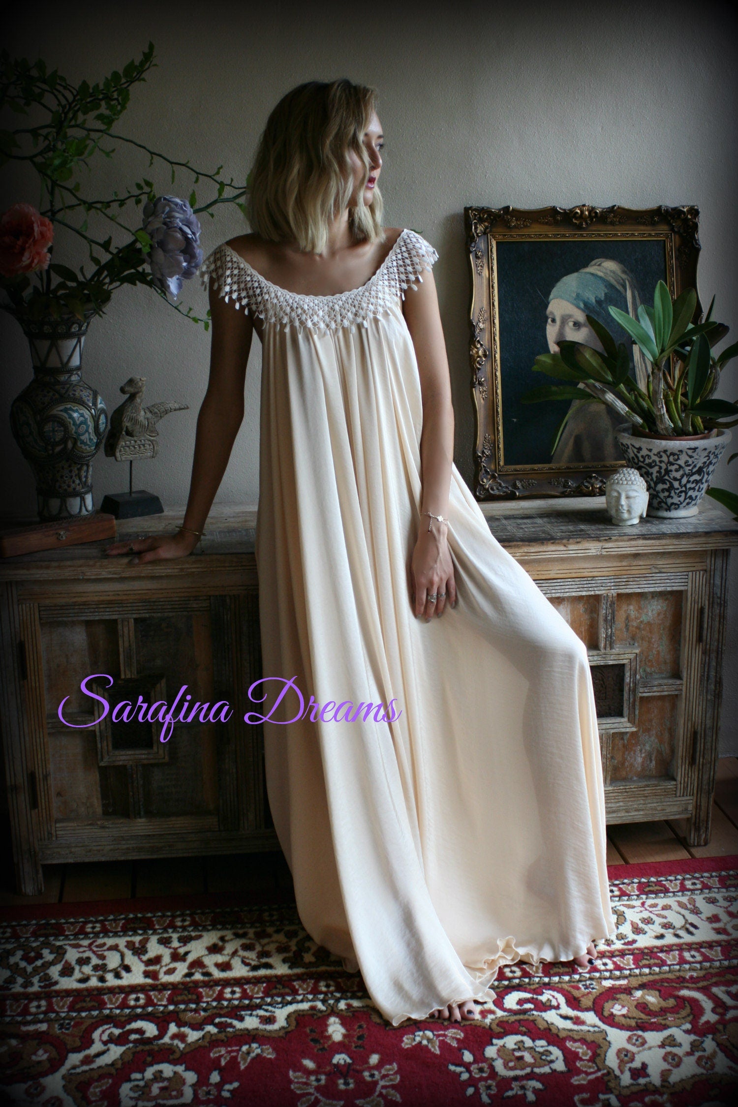 Satin Nightgown Blush White Satin Lingerie Satin Bridal Nightgown Wedding Lingerie Bridal Lace Sleepwear Satin Sleepwear Bridal Lingerie