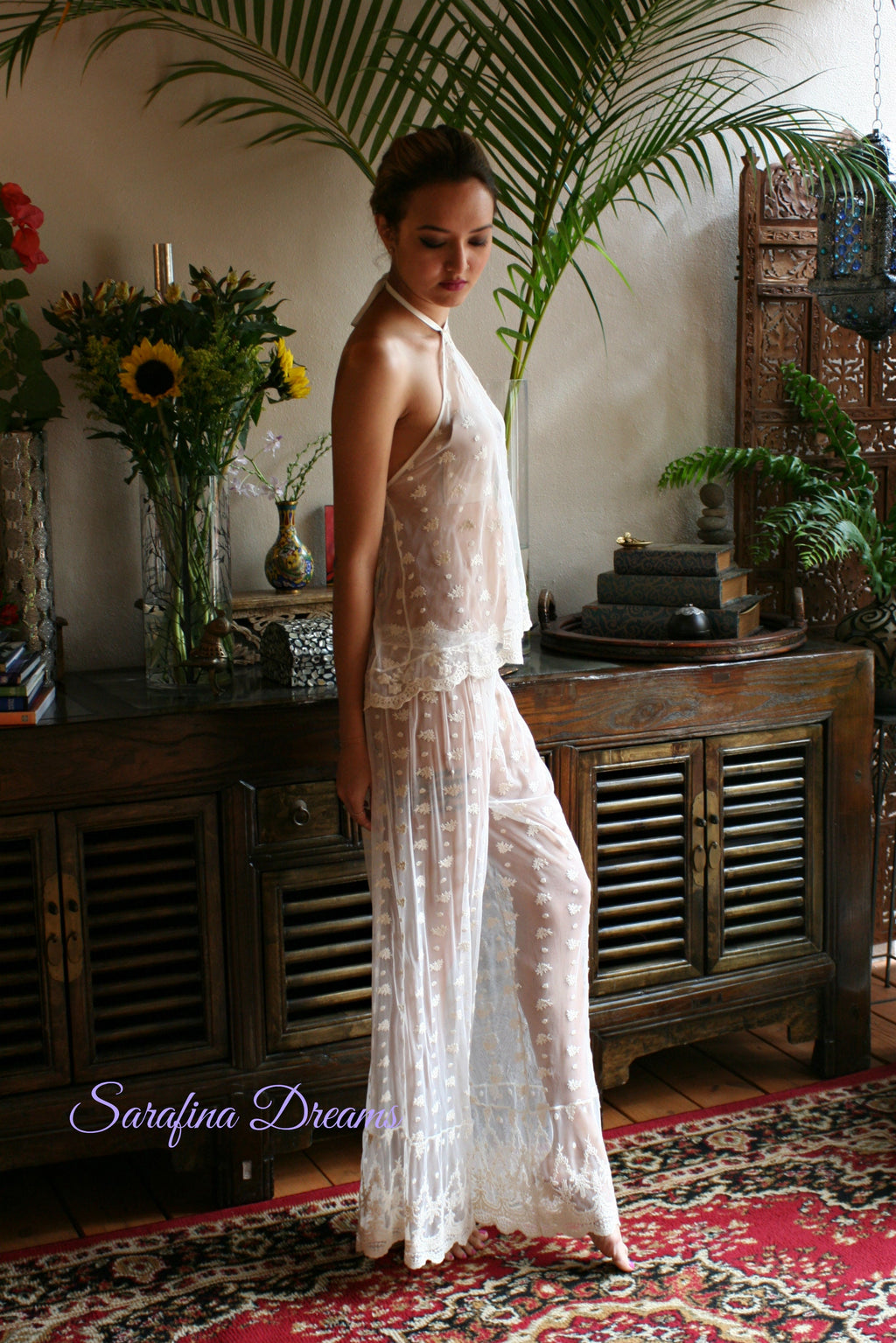 Lace Halter Pajama Bridal Lingerie Bridal Sleepwear Wedding Lingerie Lace Lingerie Wedding Pajamas