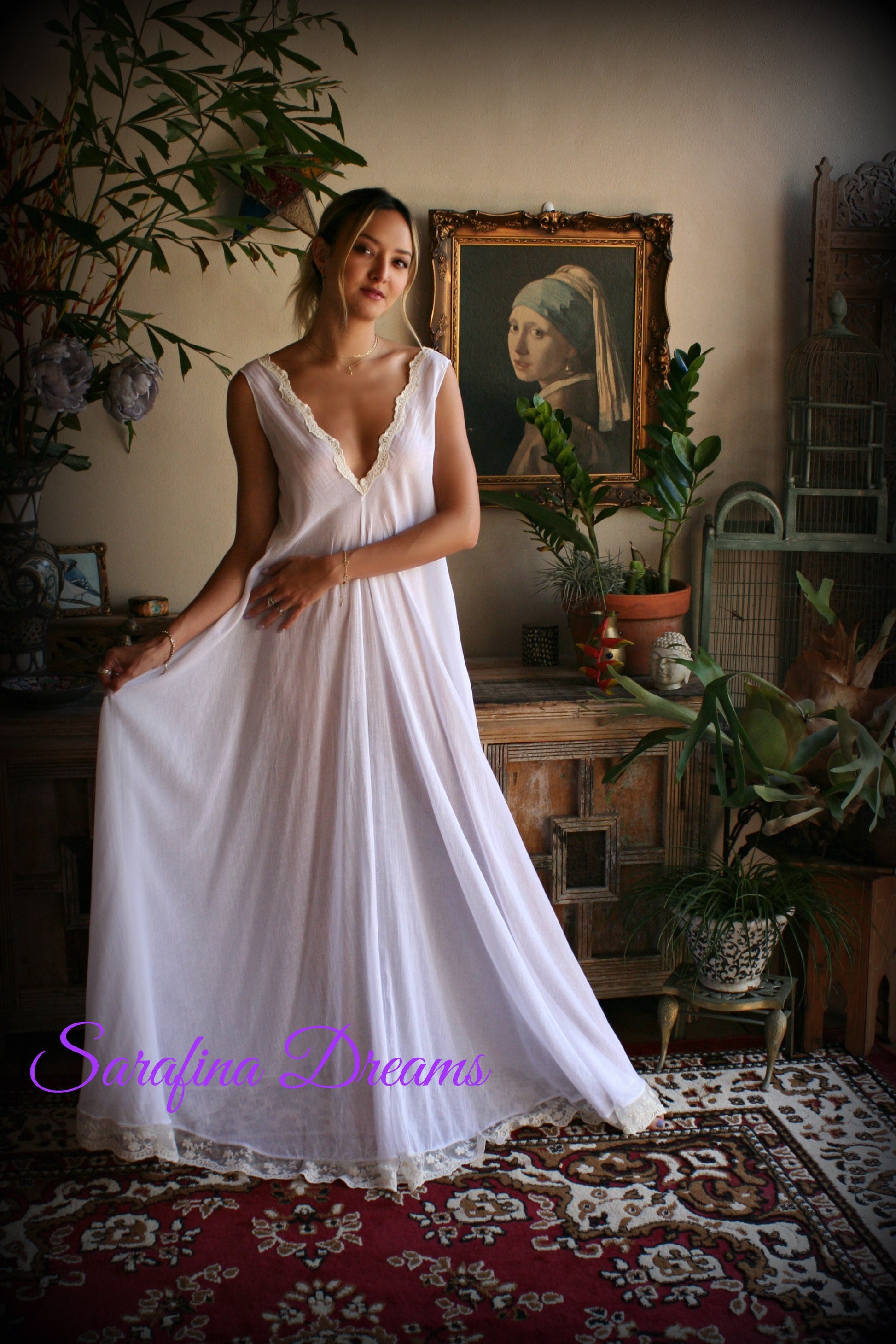 Cotton Nightgown White Cotton Sleepwear Backless Dress Nightgown Cotton Bridal Nightgown Honeymoon Cotton Lingerie Bridal Lingerie