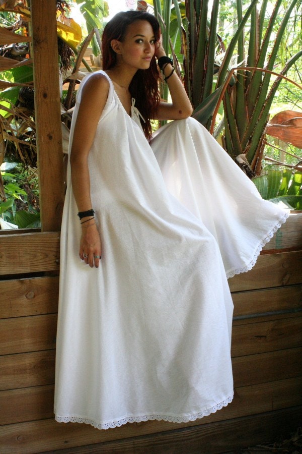 White Cotton And Prints Jane Austen Cotton Nightgown Bridal Wedding Lingerie Cotton Honeymoon Nightgown Cotton Sleepwear