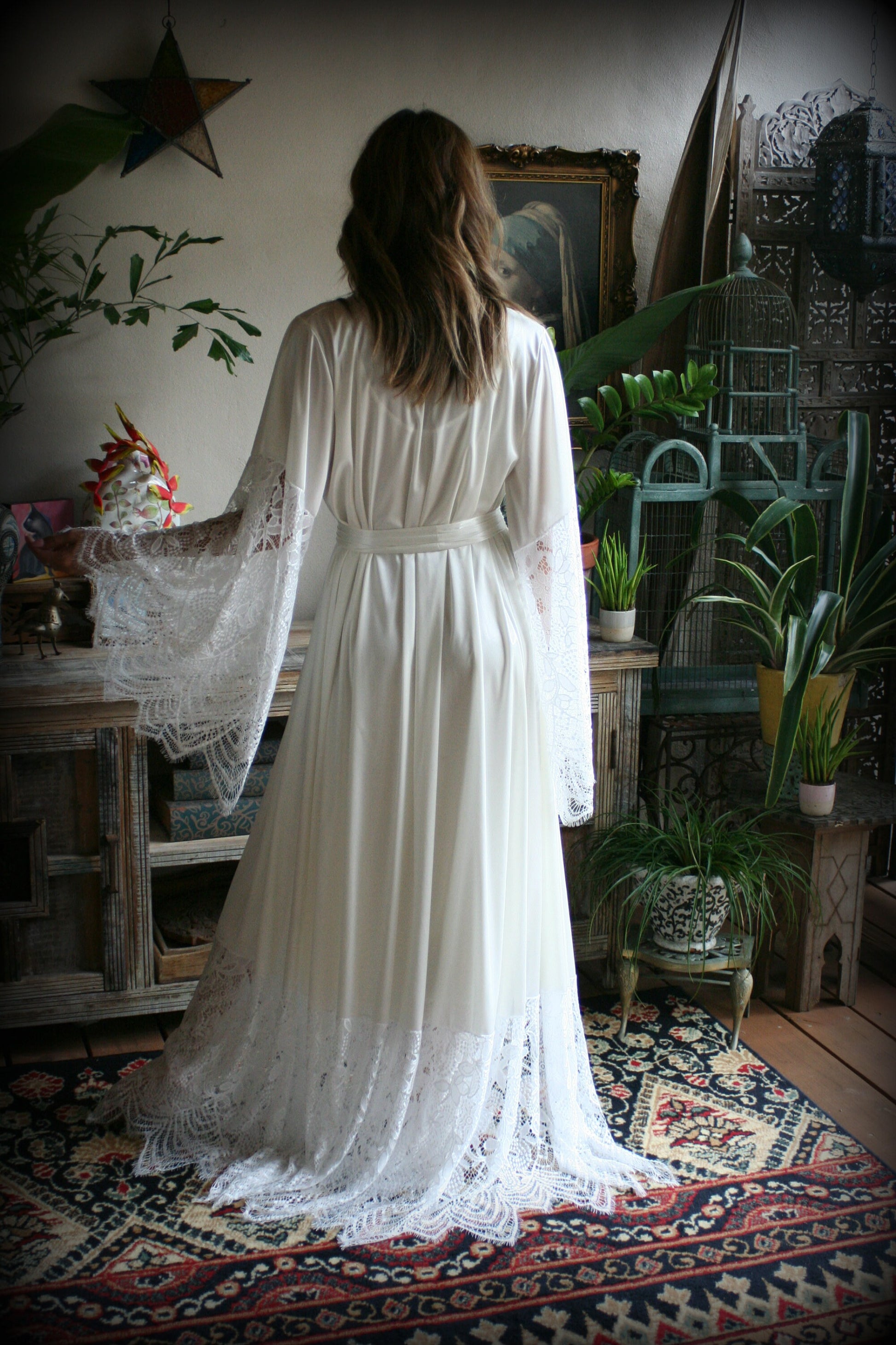 Bridal Satin And Lace Robe Wedding Sleepwear Bridal Robe Lingerie Wedding Lingerie Lace Sleepwear Honeymoon Kimono Lingerie