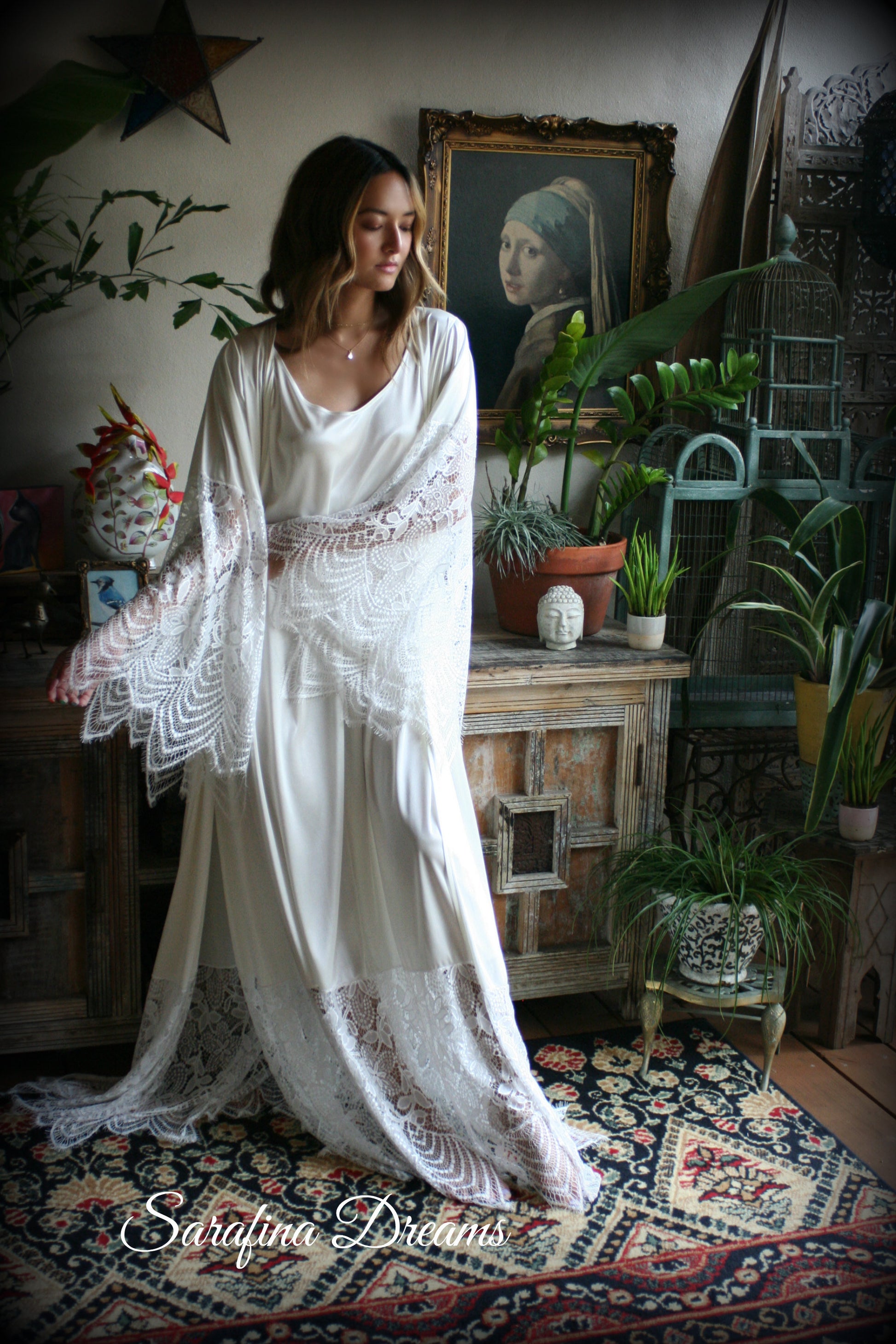 Bridal Satin And Lace Robe Wedding Sleepwear Bridal Robe Lingerie Wedding Lingerie Lace Sleepwear Honeymoon Kimono Lingerie
