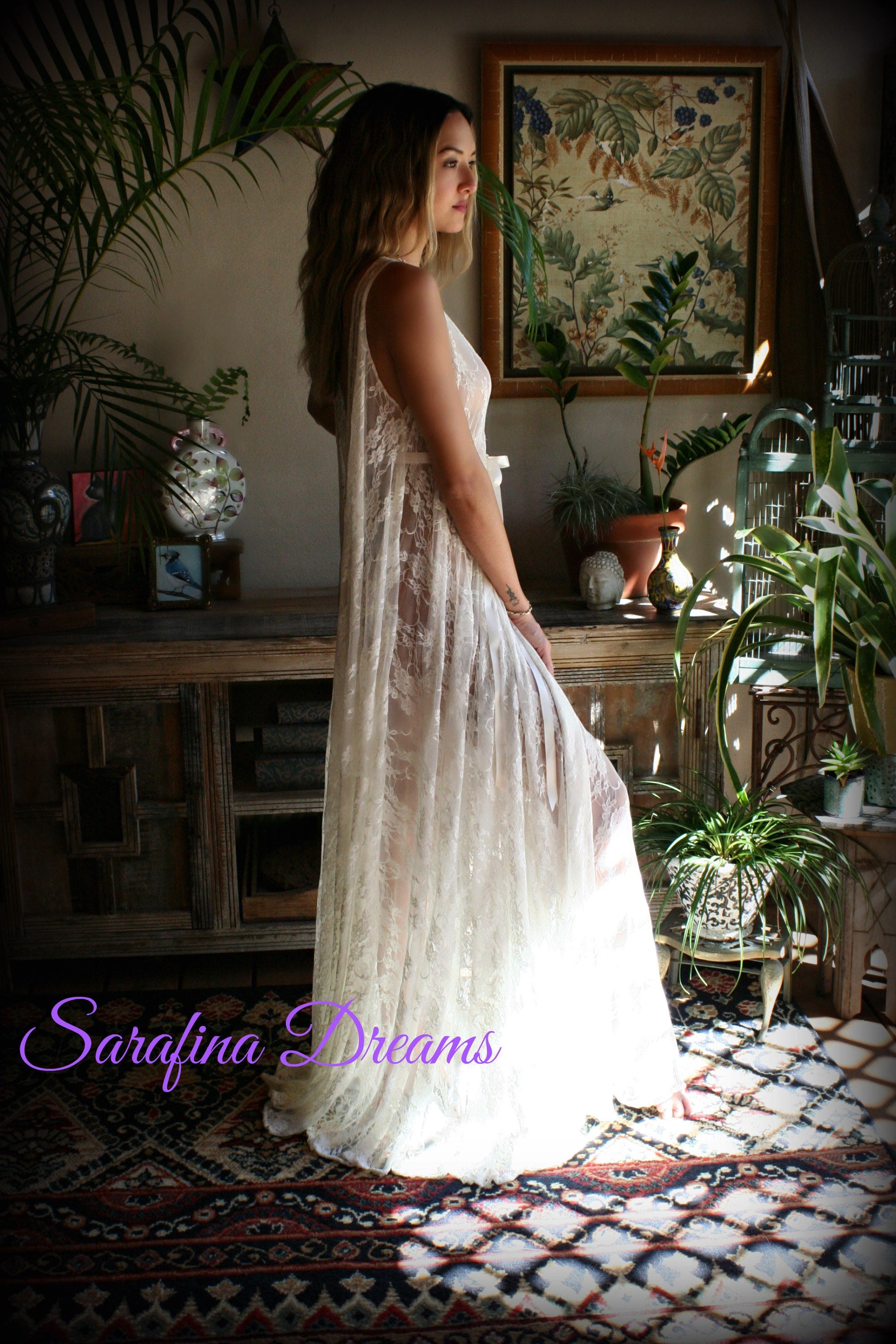 Lace Backless Nightgown Lace Lingerie Ivory Lace Sleepwear Bridal Nightgown Ivory Nightgown Wedding Sleepwear Bridal Lingerie
