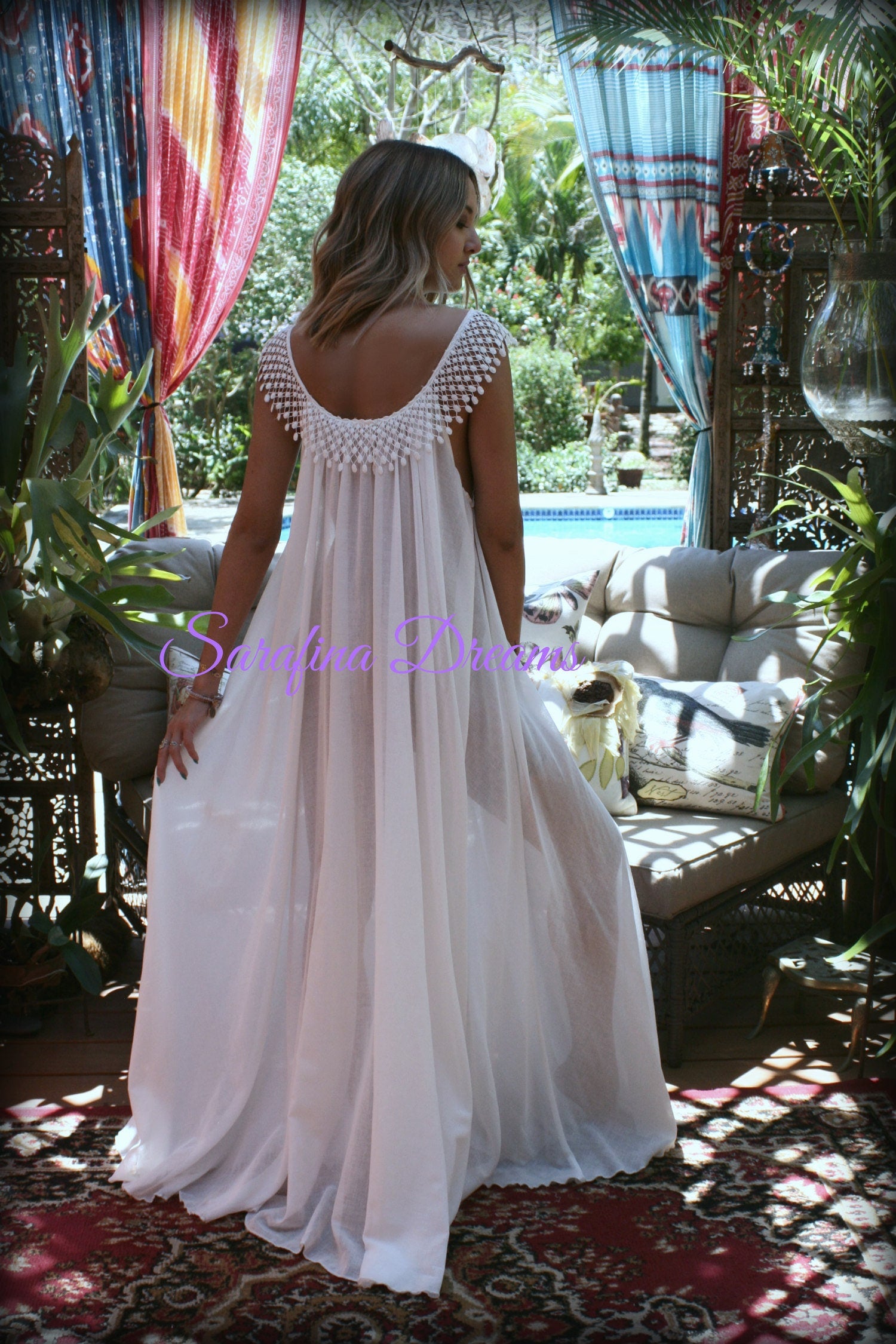 Cotton Nightgown White Cotton Sleepwear Honeymoon Cotton Lingerie Bridal Lingerie Venice  Lace Nightgown Wedding Nightgown