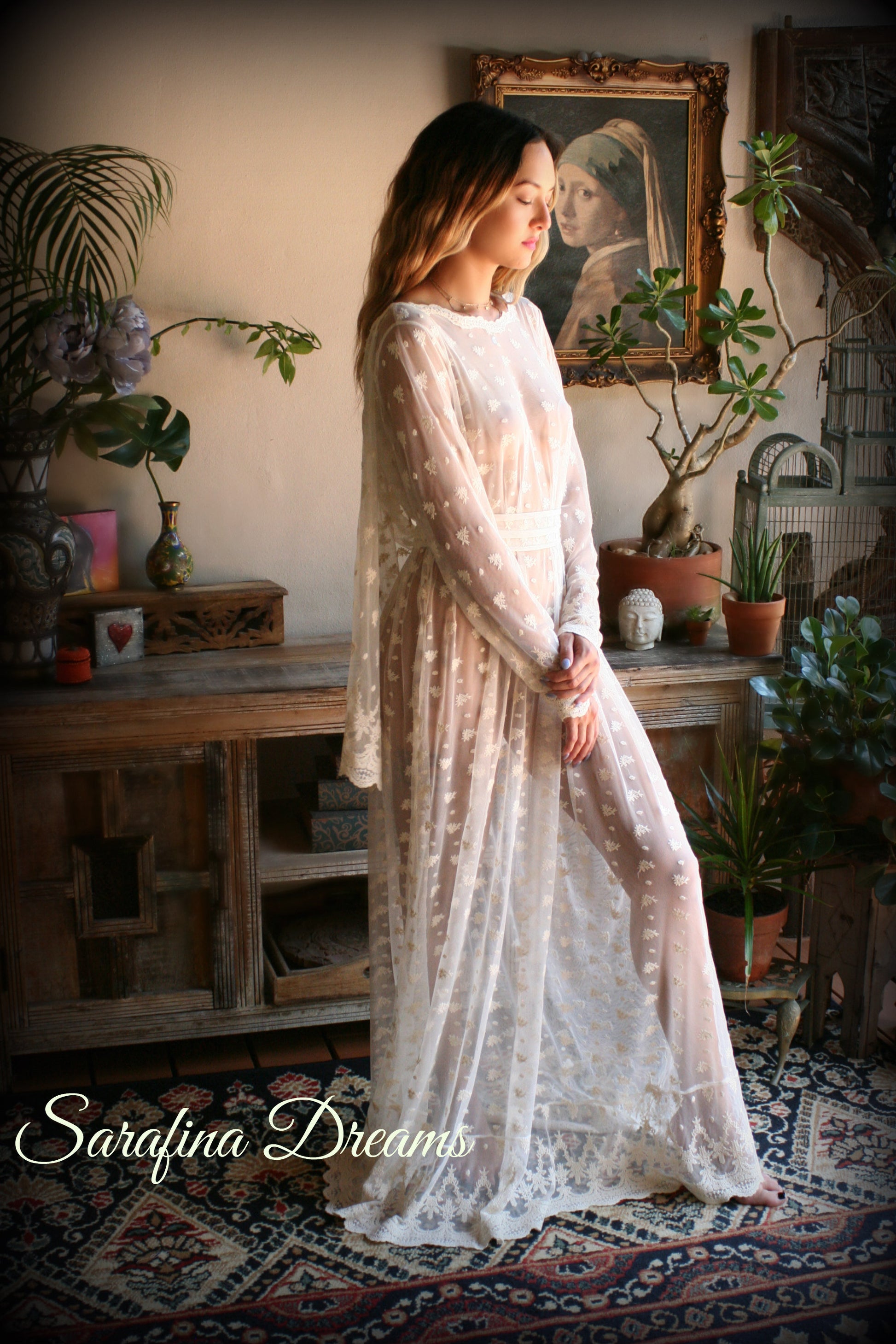 Bridal Nightgown Lace Backless Nightgown Embroidered Lace Wedding Sleepwear Bridal Lingerie Lace Sleepwear Lace Dress Honeymoon Lingerie