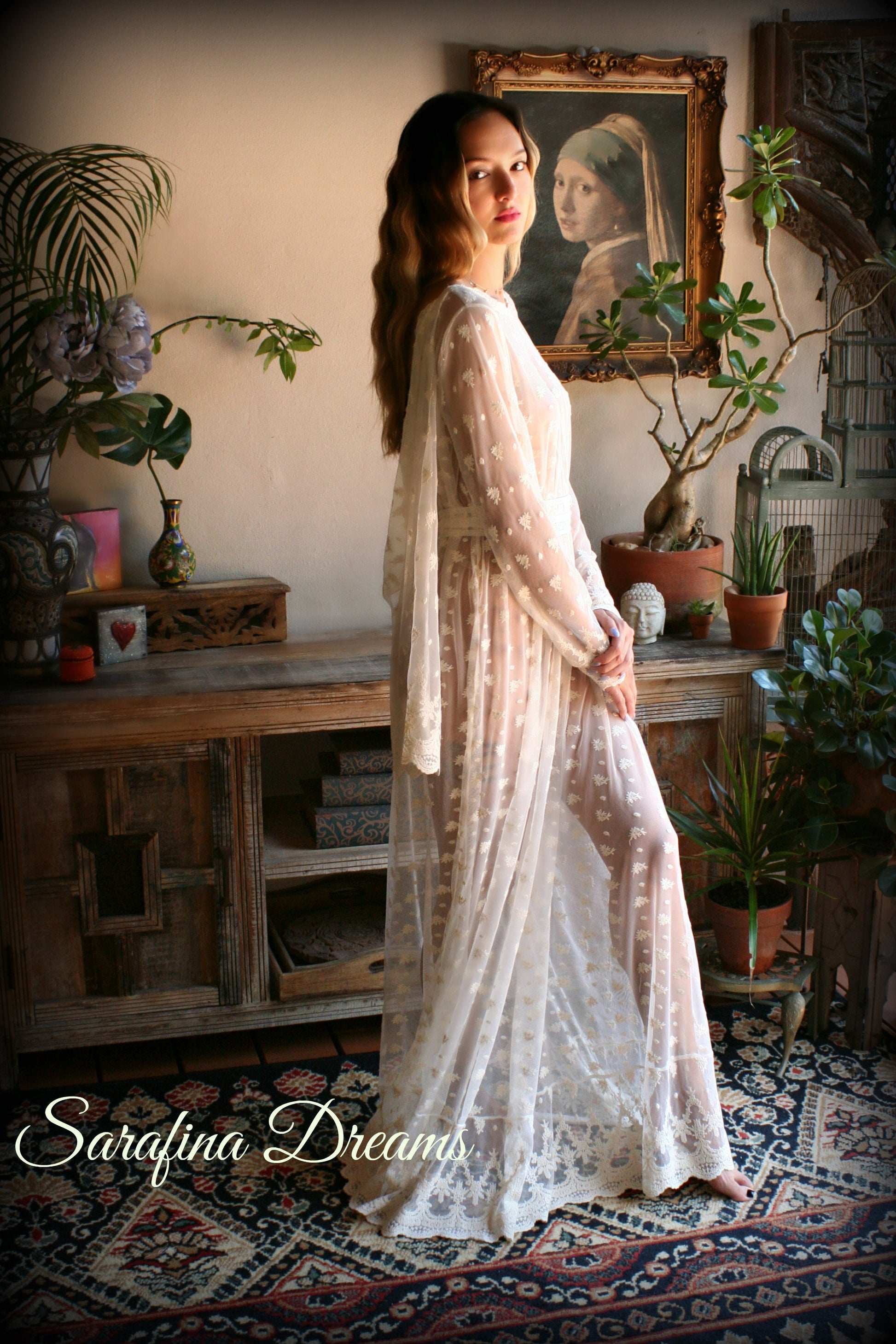 Bridal Nightgown Lace Backless Nightgown Embroidered Lace Wedding Sleepwear Bridal Lingerie Lace Sleepwear Lace Dress Honeymoon Lingerie