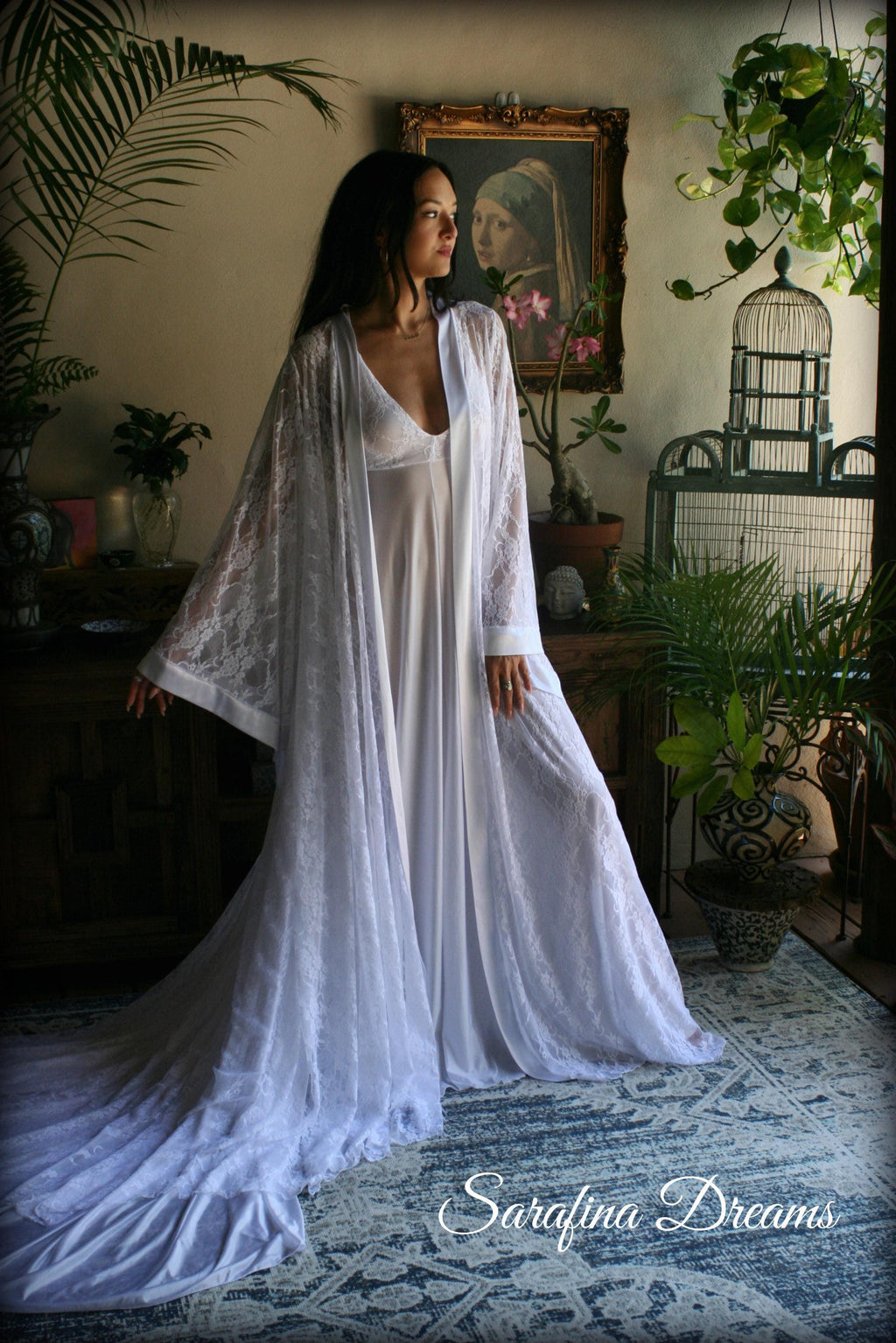 White Lace Bridal Robe Wedding Lingerie Bridal Sleepwear Lace Kimono Bridal Lingerie Lace Lingerie Lace Robe Lace Sleepwear