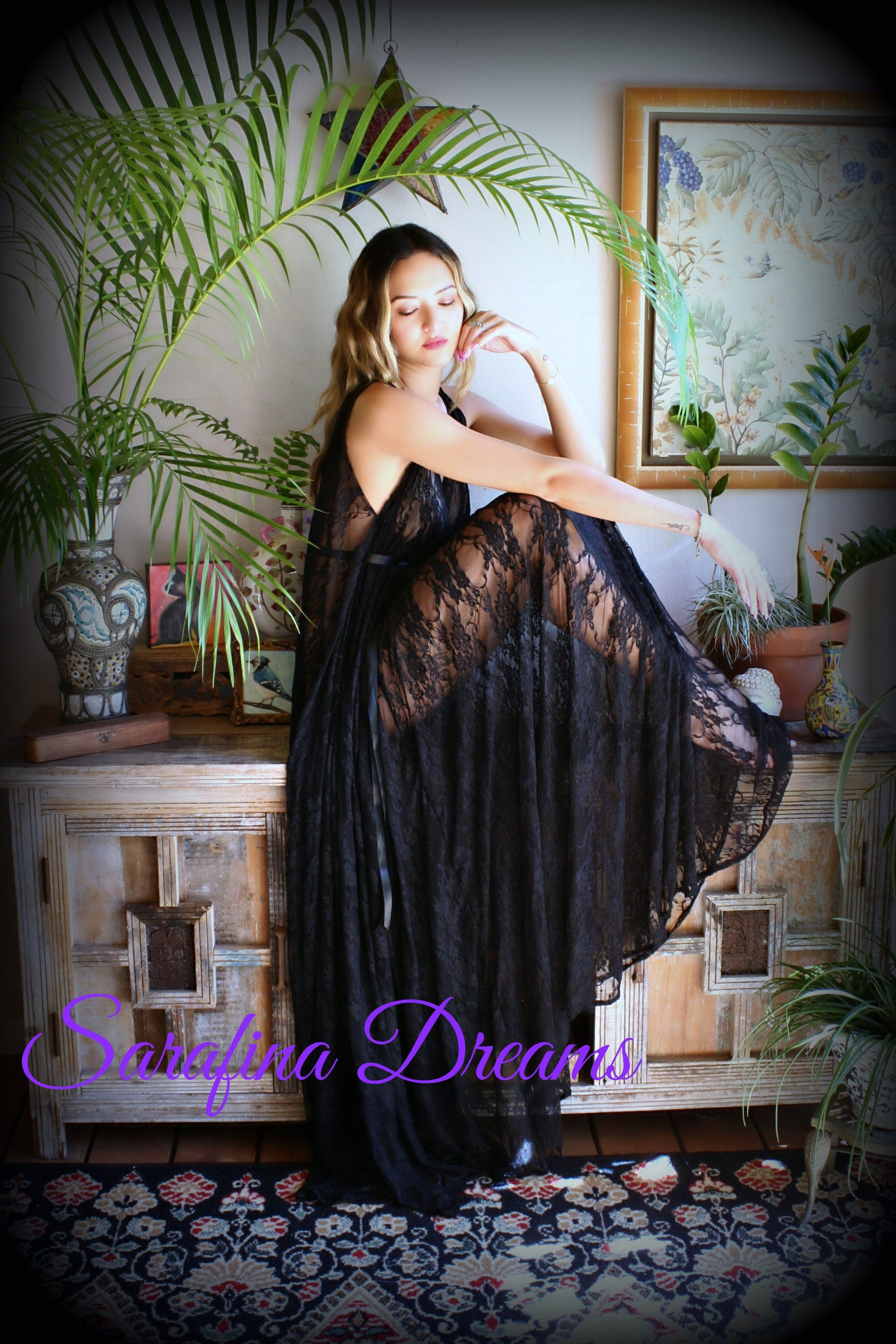 Black Lace Backless Nightgown Lace Lingerie Black Lace Sleepwear Nightgown Black Lace Nightgown Black Lace Sleepwear Lingerie