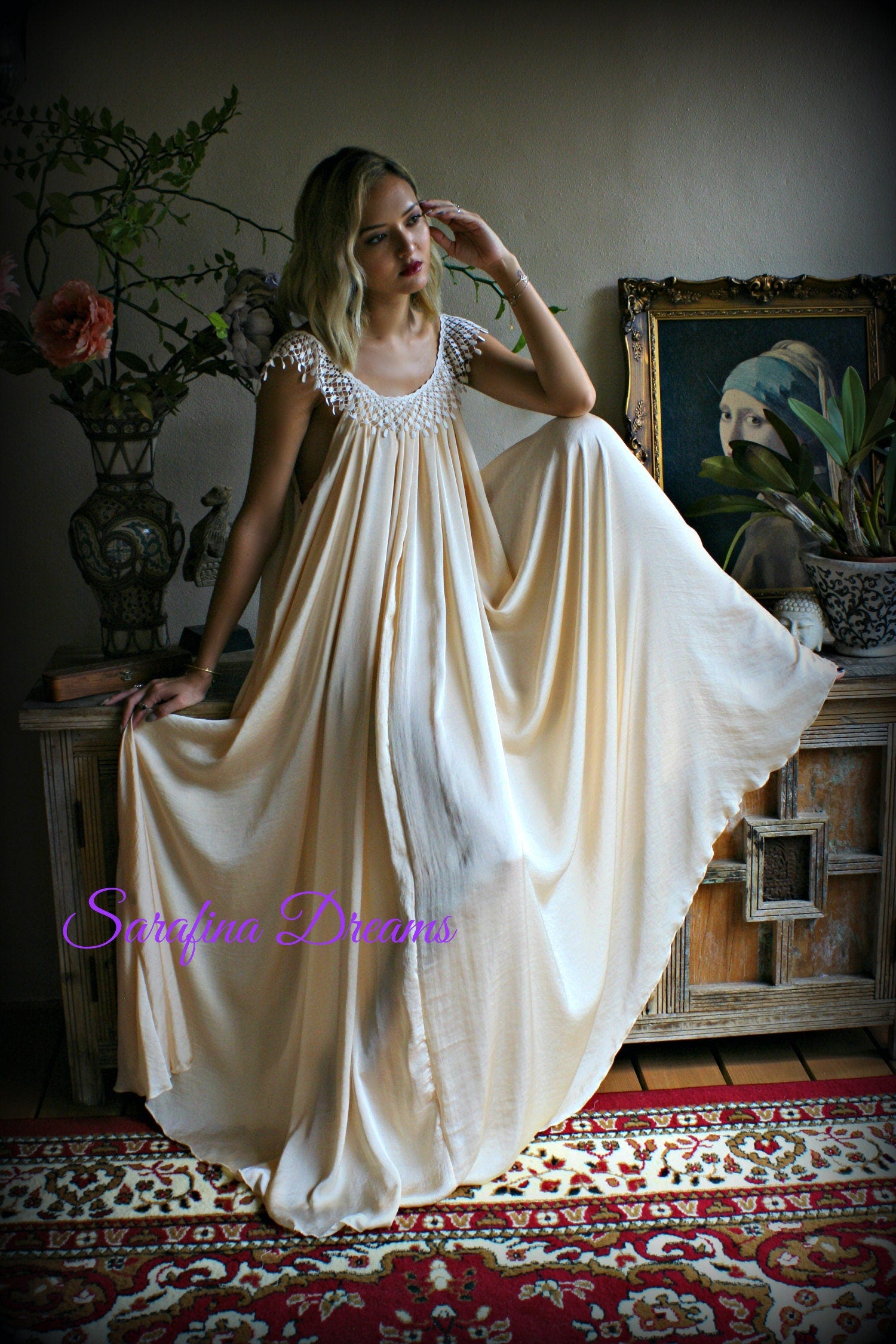 Satin Nightgown Blush White Satin Lingerie Satin Bridal Nightgown Wedding Lingerie Bridal Lace Sleepwear Satin Sleepwear Bridal Lingerie
