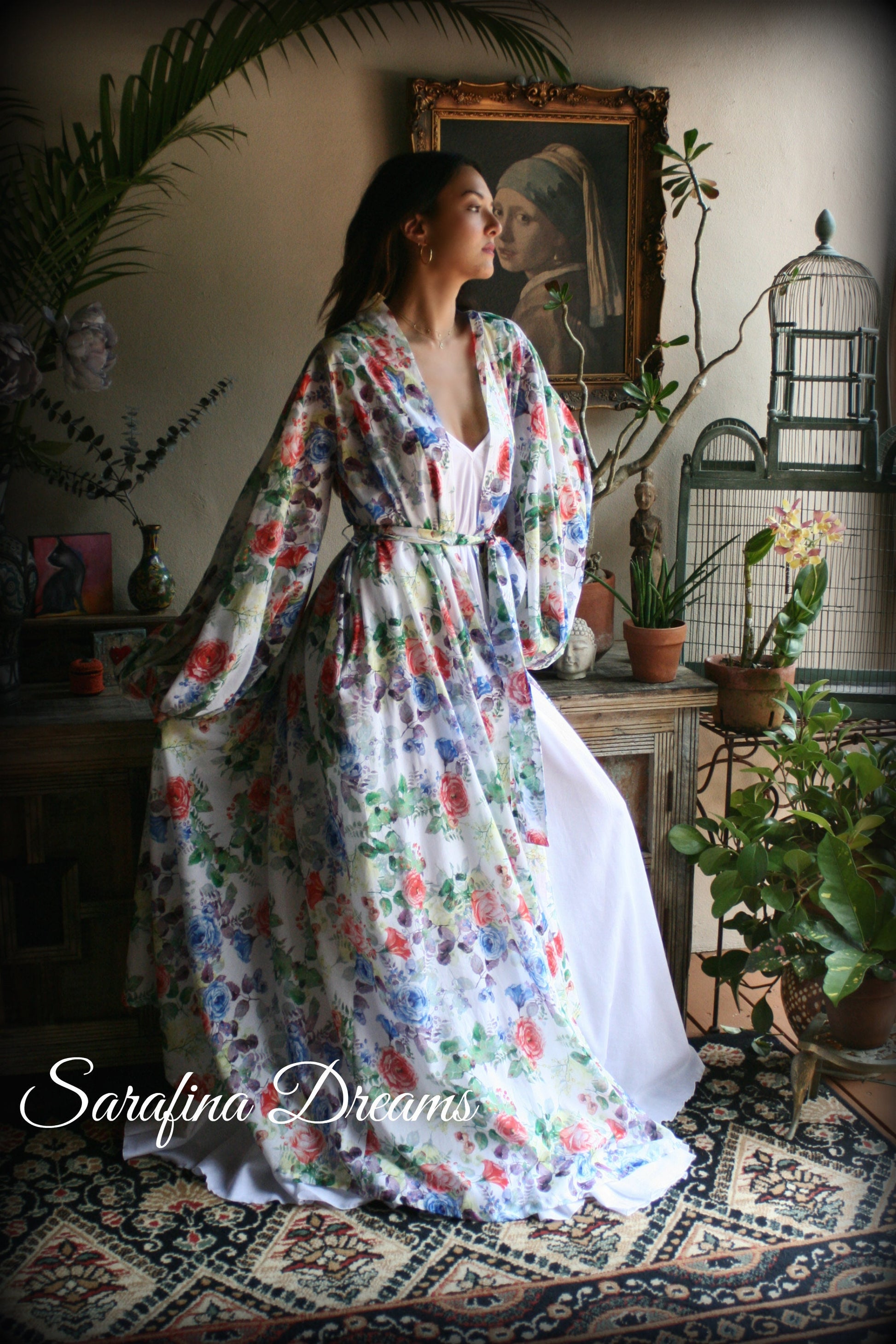 100% Cotton Robe Flower Print Cotton Lingerie Cotton Sleepwear Bridal Nightgown Wedding Sleepwear Honeymoon Lingerie