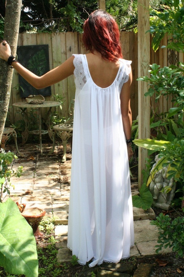 Bridal Nightgown Wedding Lingerie Full Swing White Nylon Sleepwear Bridal Sleepwear Honeymoon Romance  Nightgown