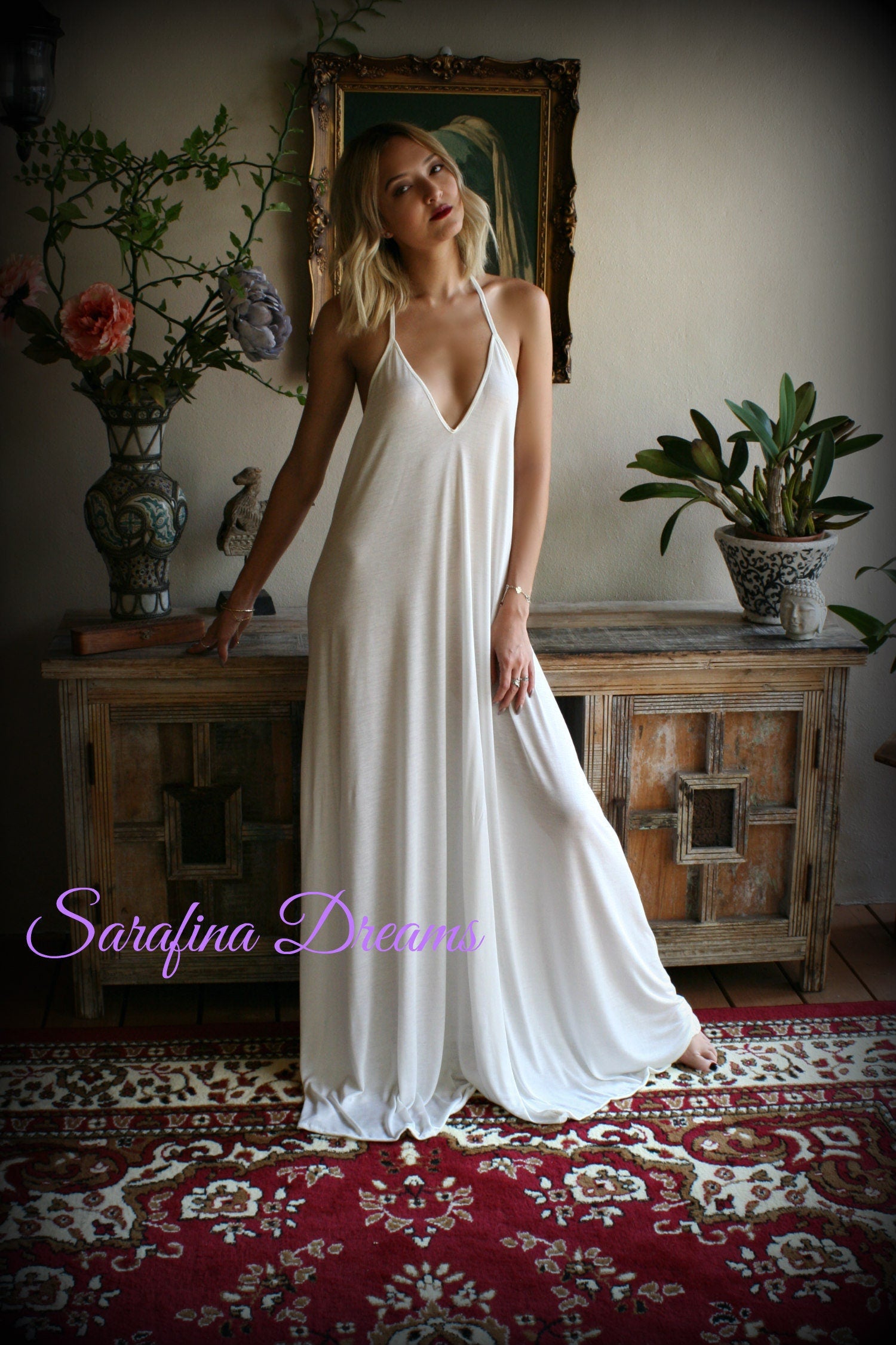 Bridal Silk Knit Backless Nightgown Wedding Lingerie Bridal Lingerie Wedding Nightgown Honeymoon Sleepwear Silk Lingerie Halter nightgown