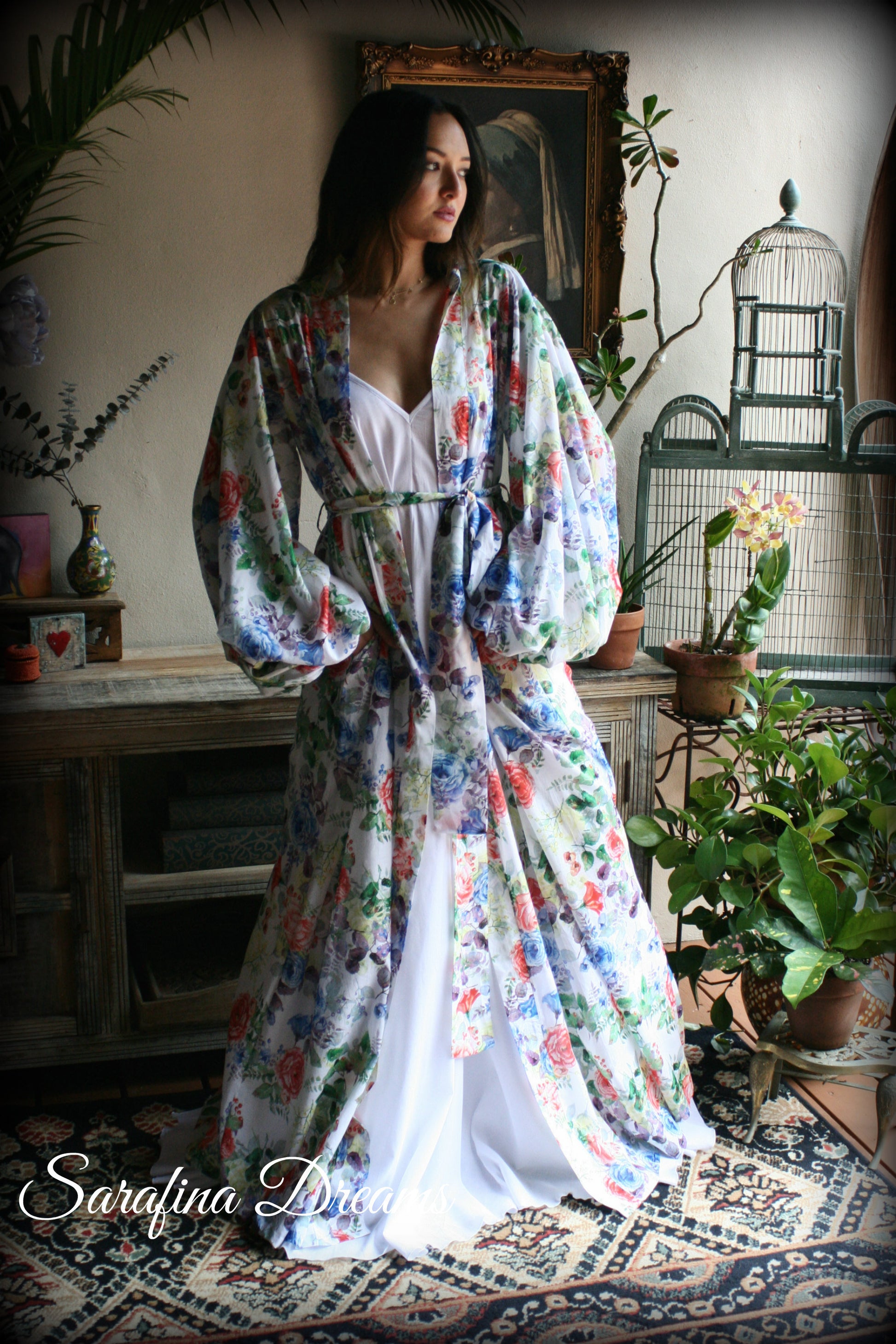 100% Cotton Robe Flower Print Cotton Lingerie Cotton Sleepwear Bridal Nightgown Wedding Sleepwear Honeymoon Lingerie