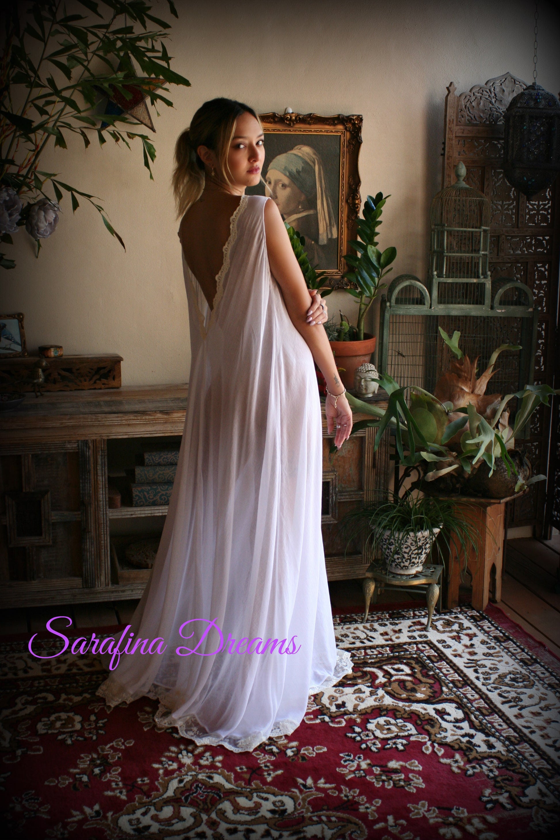 Cotton Nightgown White Cotton Sleepwear Backless Dress Nightgown Cotton Bridal Nightgown Honeymoon Cotton Lingerie Bridal Lingerie