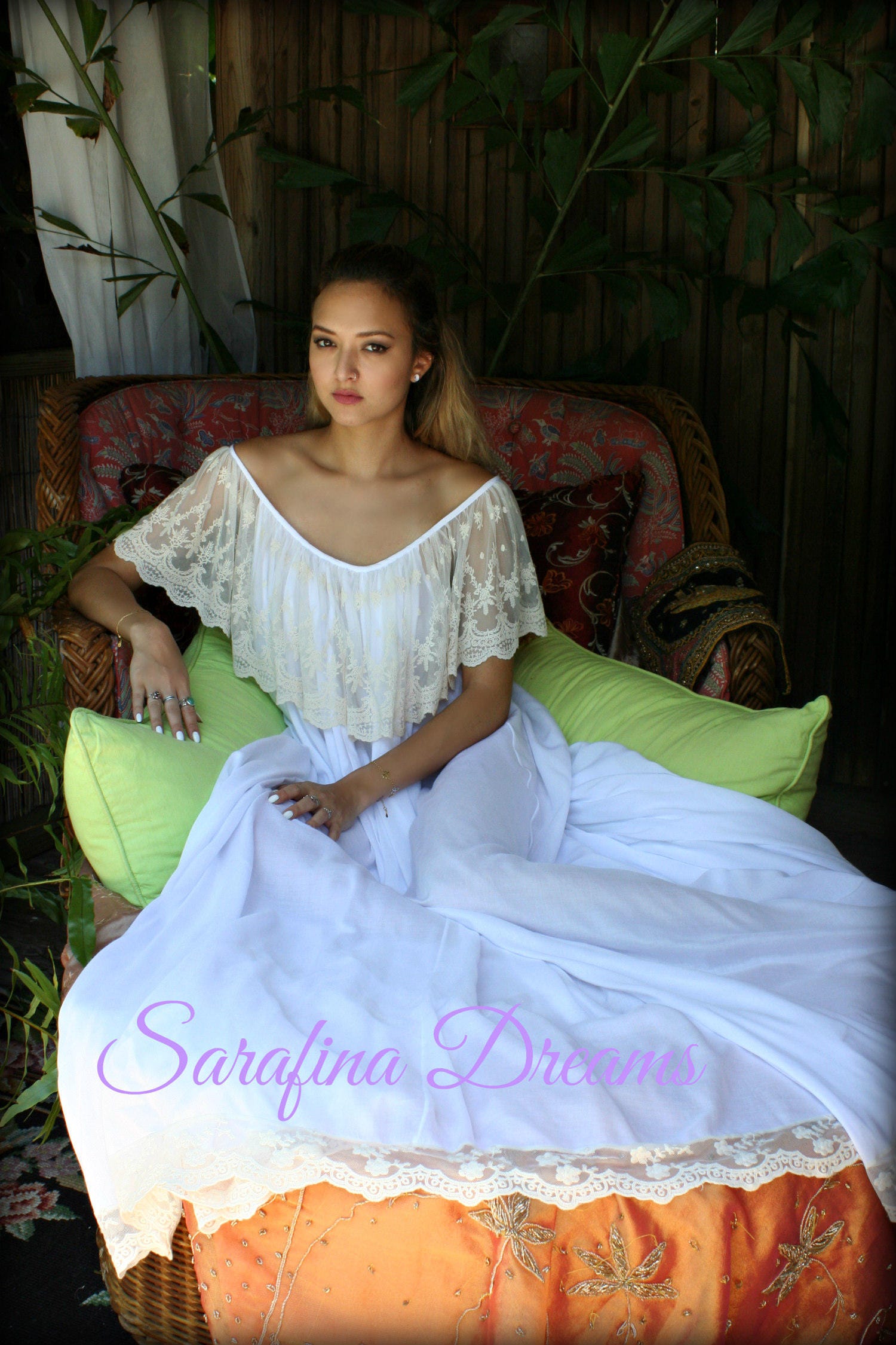 Bridal Nightgown Cotton Nightgown Lace Bridal Cotton Lingerie Angel Full Swing Nightgown Wedding Sleepwear White Lingerie