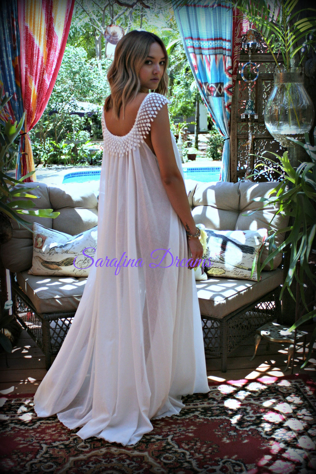 Cotton Nightgown White Cotton Sleepwear Honeymoon Cotton Lingerie Bridal Lingerie Venice  Lace Nightgown Wedding Nightgown