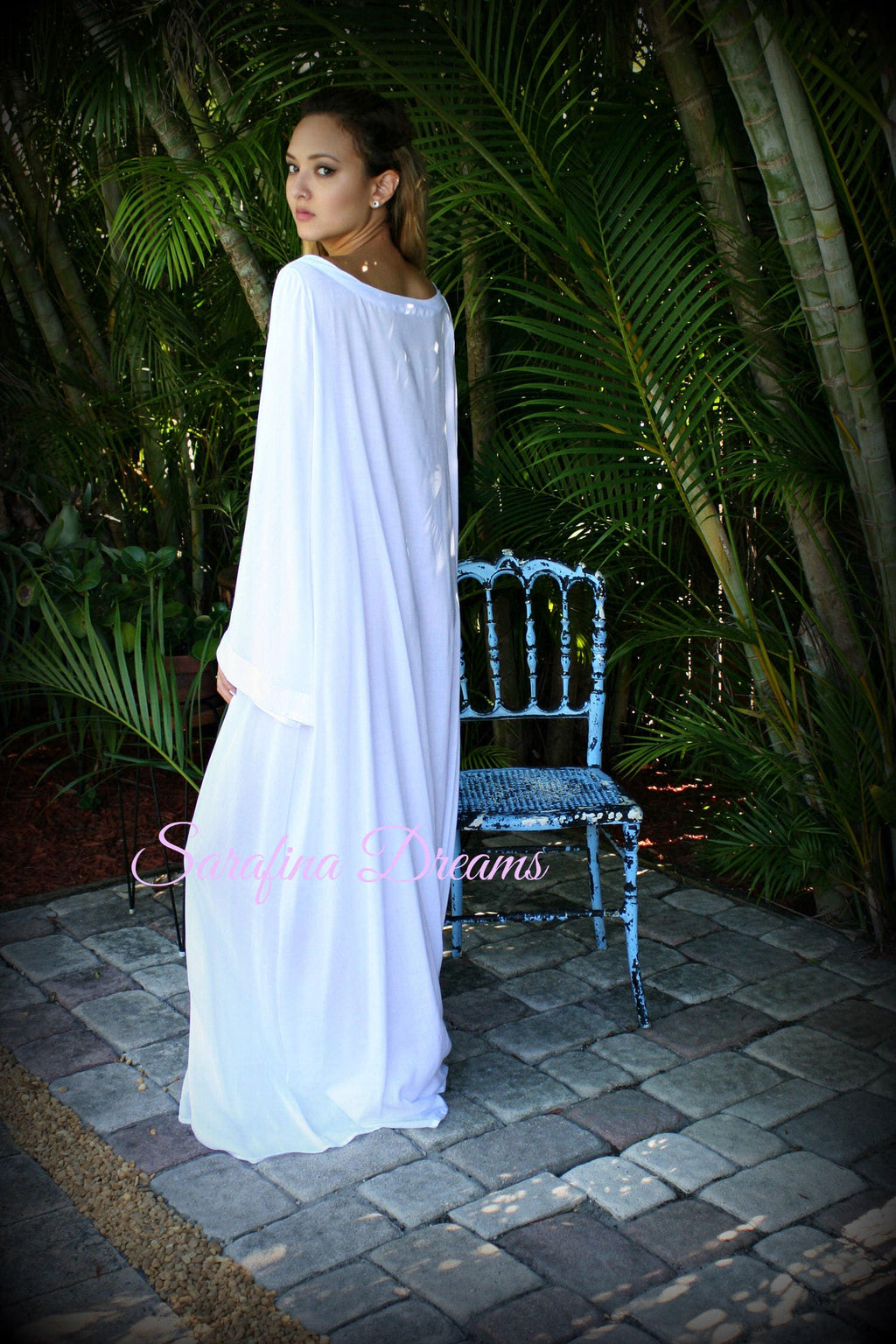 100% Cotton Angel Sleeve Nightgown Choir Jane Austen Era Lingerie Cotton Sleepwear White Cotton Nightgown