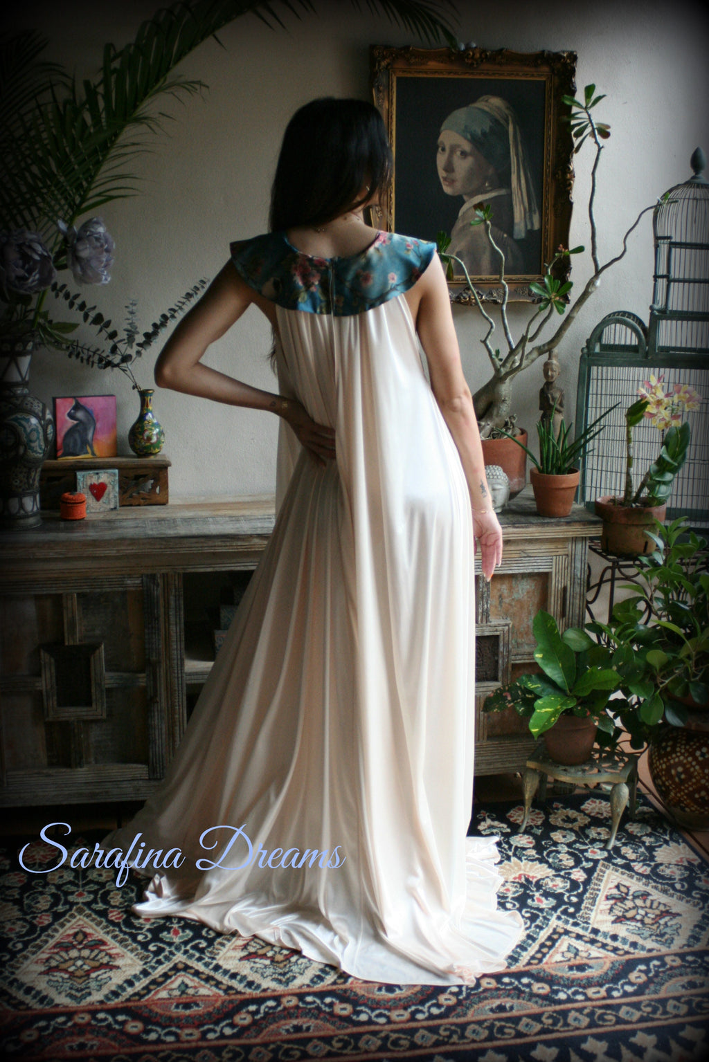 Satin Nightgown Champagne Nightgown Print Collar Bridal Sleepwear Wedding Lingerie Satin Lingerie