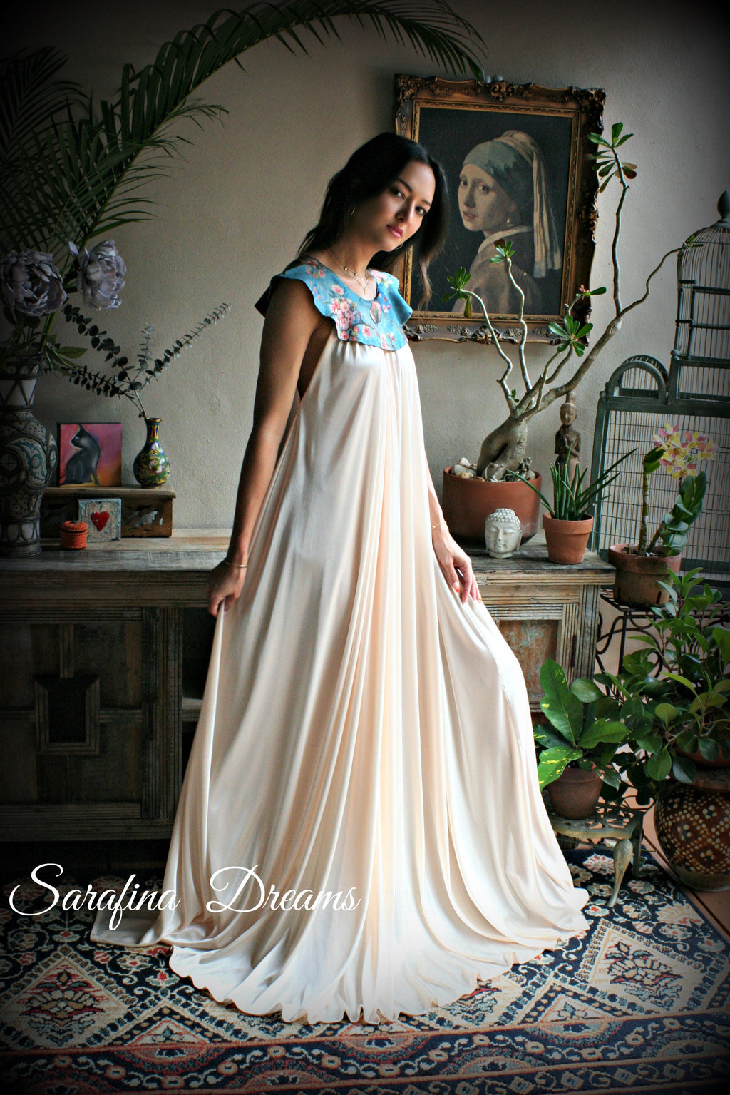 Satin Nightgown Champagne Nightgown Print Collar Bridal Sleepwear Wedding Lingerie Satin Lingerie