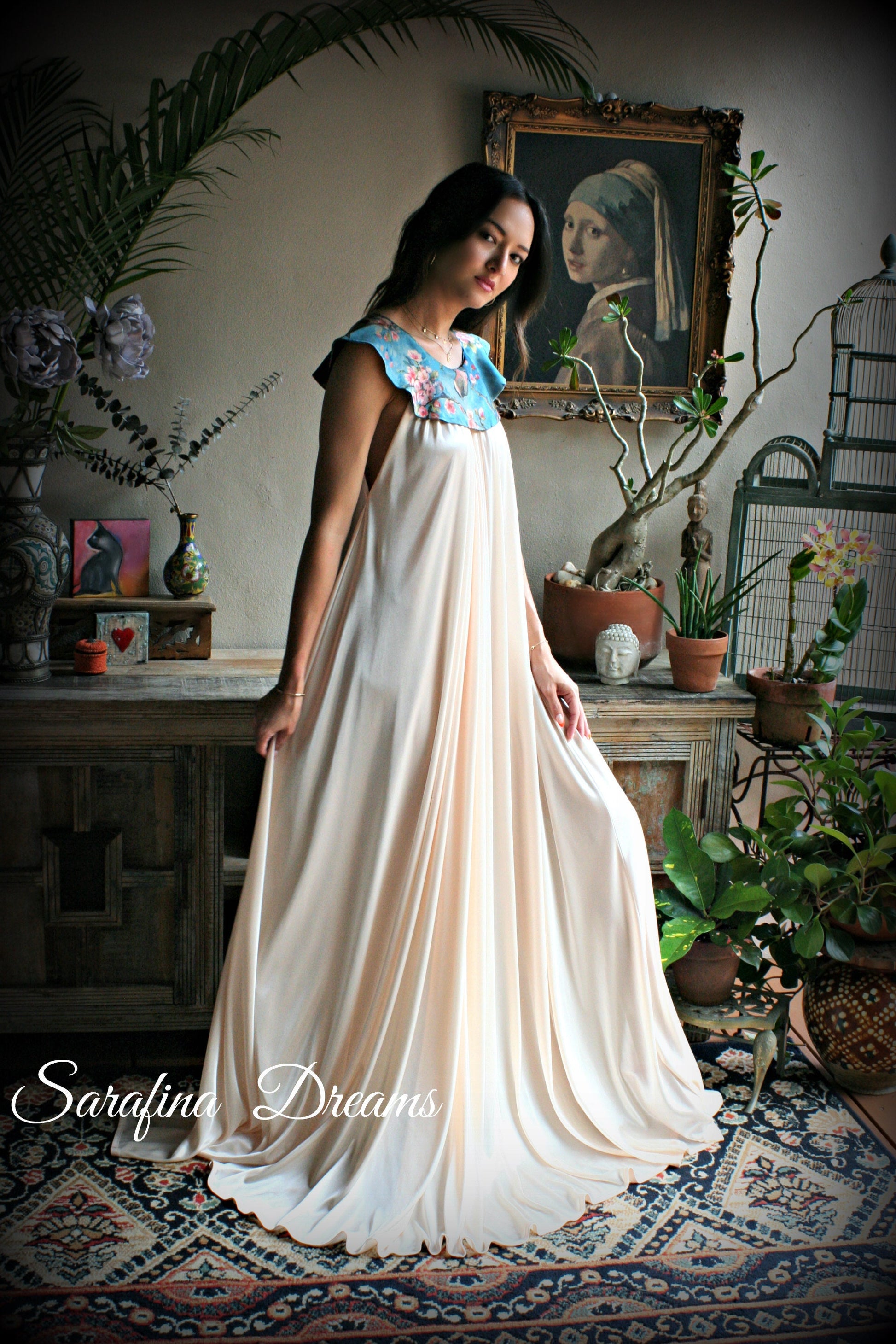 Satin Nightgown Champagne Nightgown Print Collar Bridal Sleepwear Wedding Lingerie Satin Lingerie